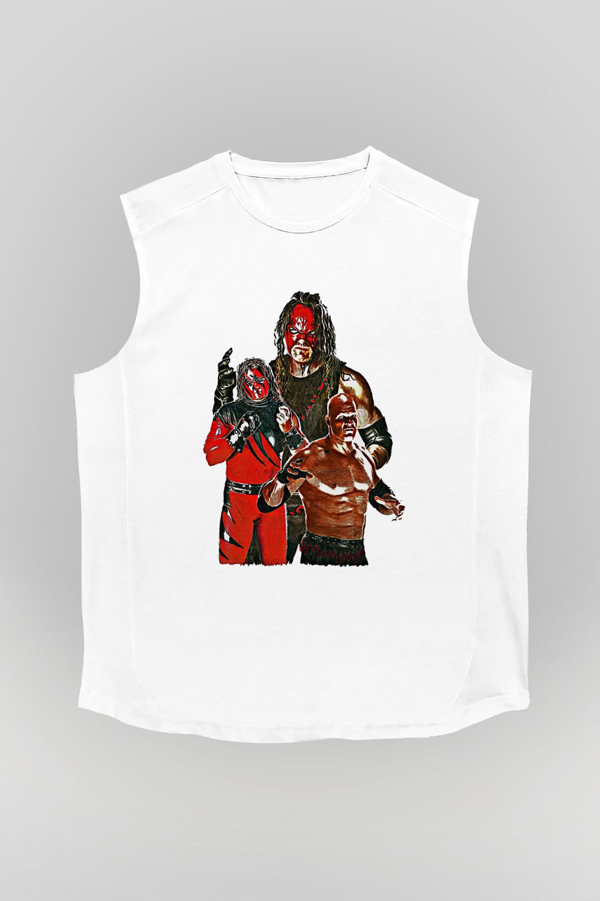 Kane Baskılı Beyaz Unisex Kolsuz Tişört - Tshirt