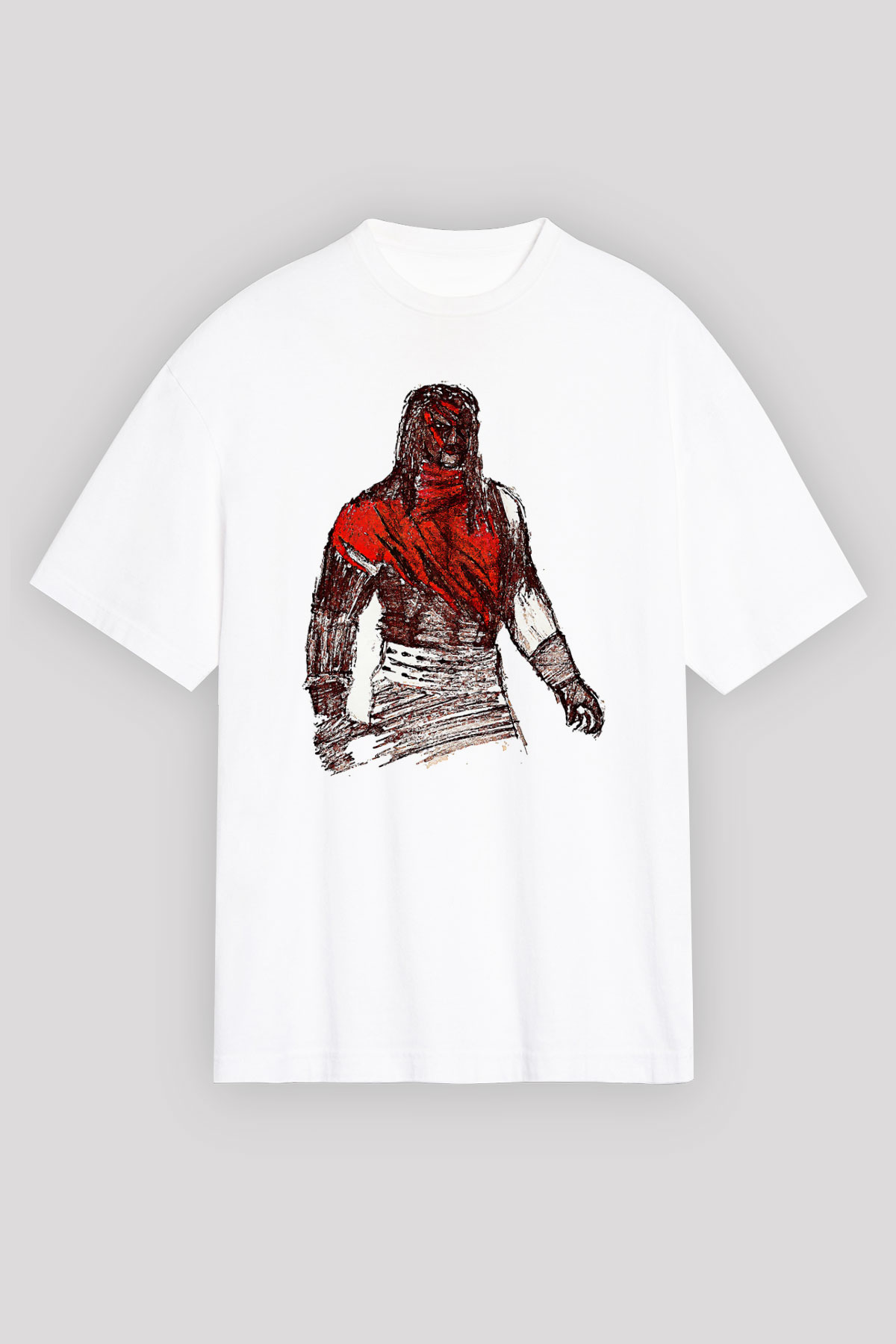 Kane Baskılı Beyaz Unisex Oversize Tişört - Tshirt