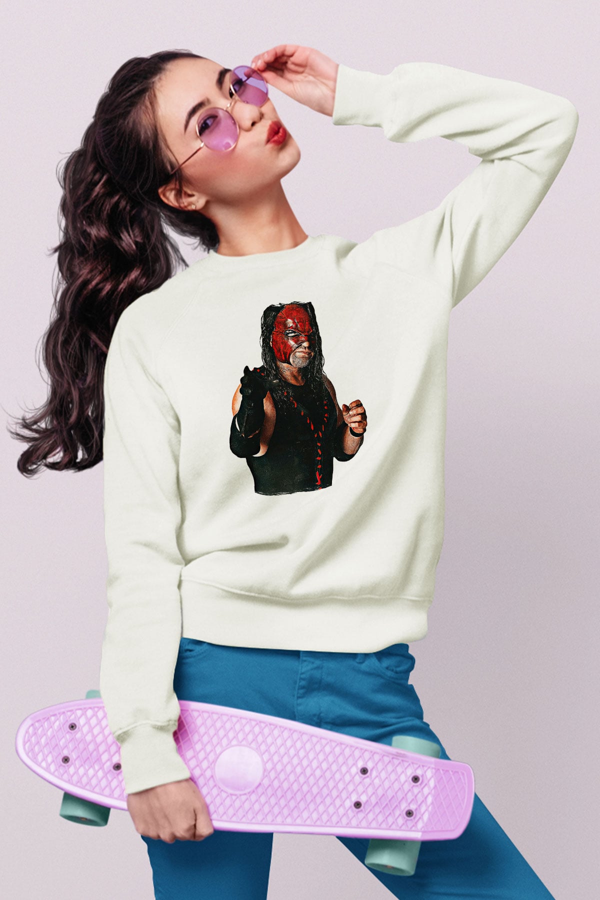 Kane Baskılı Beyaz Unisex Sweatshirt