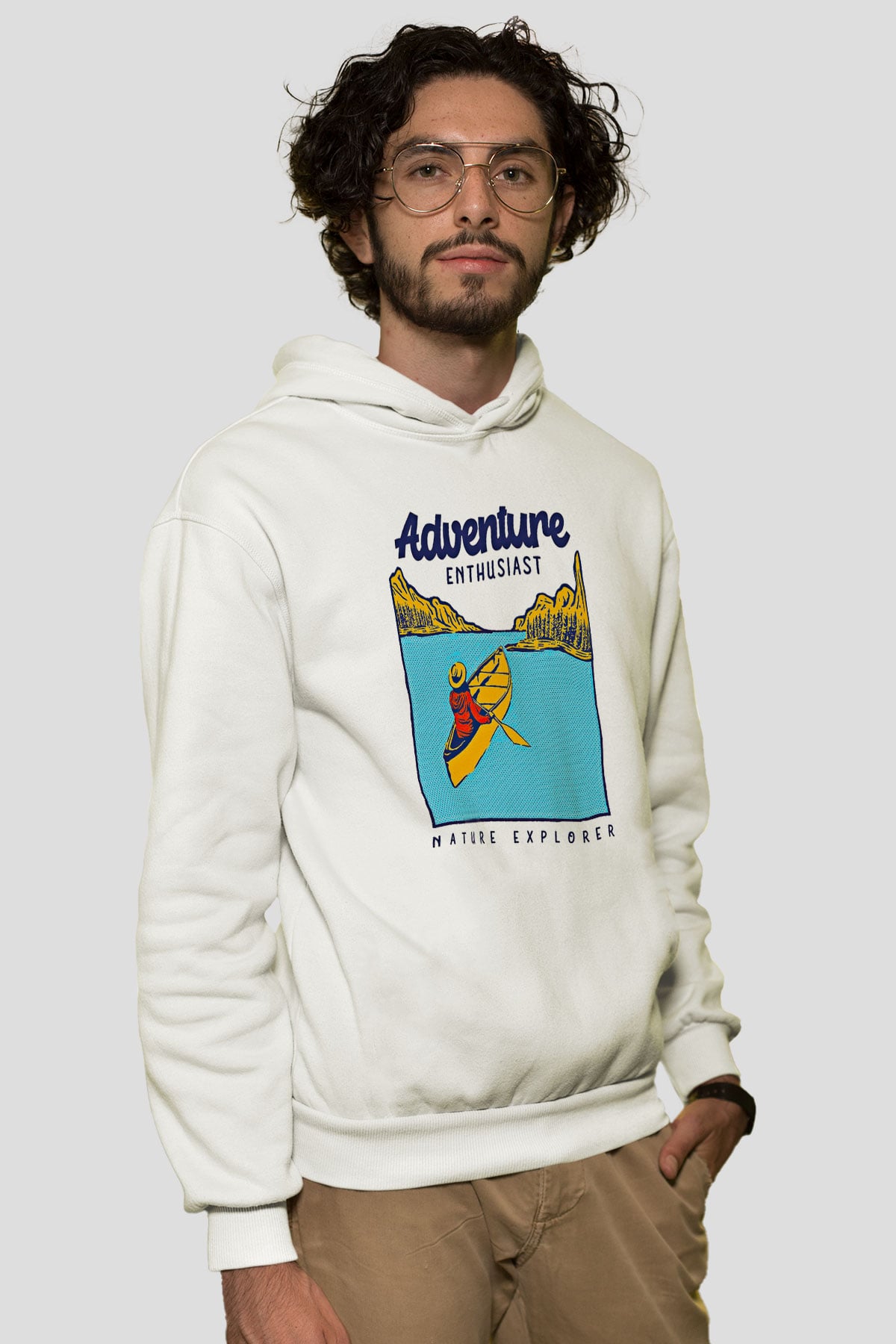 Kano Baskılı Unisex Ekru Hoodie