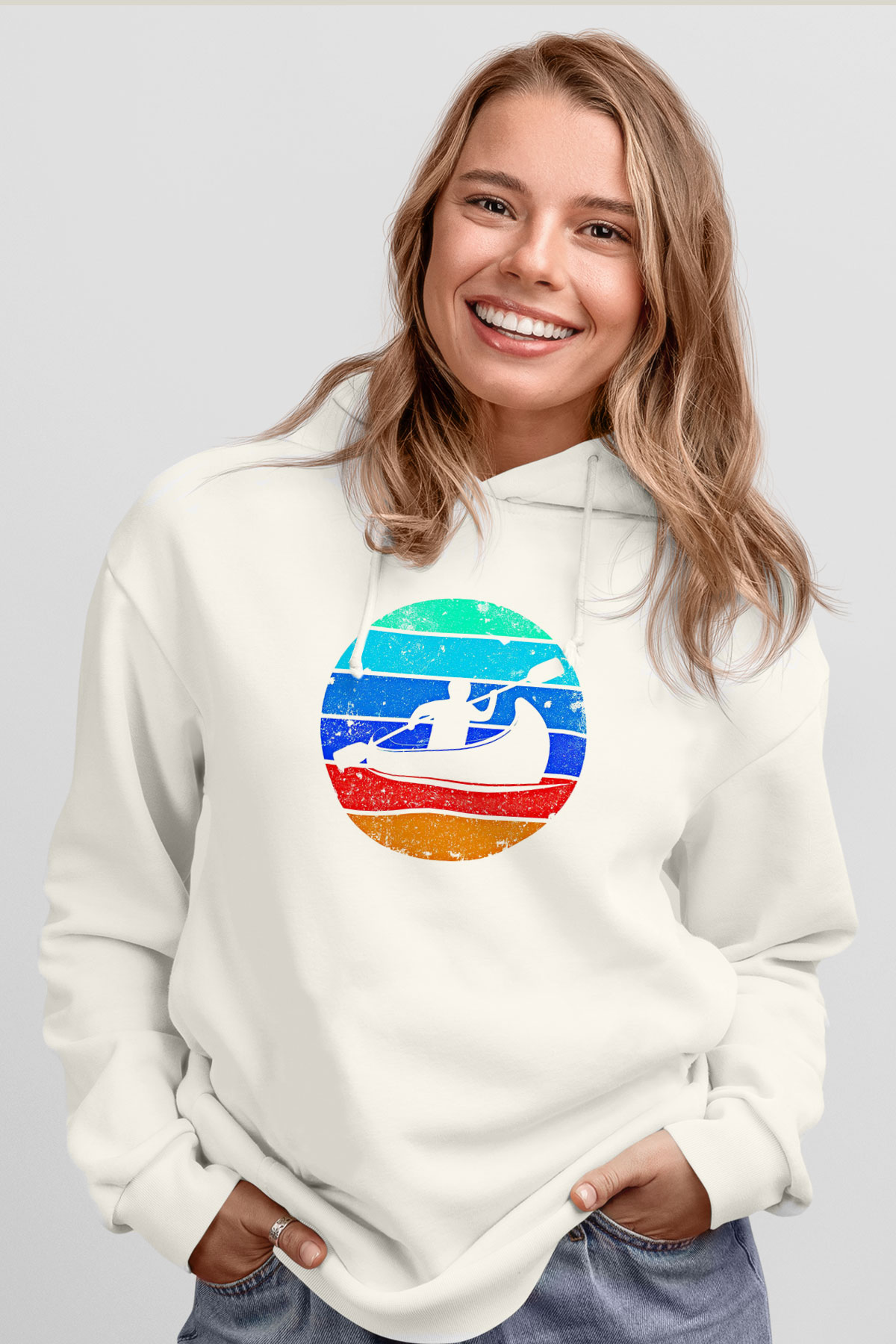 Kano Baskılı Unisex Ekru Hoodie