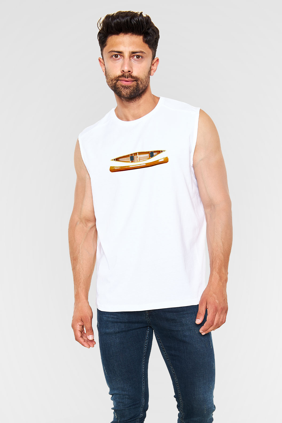 Kano Baskılı Unisex Kolsuz Beyaz Tişört