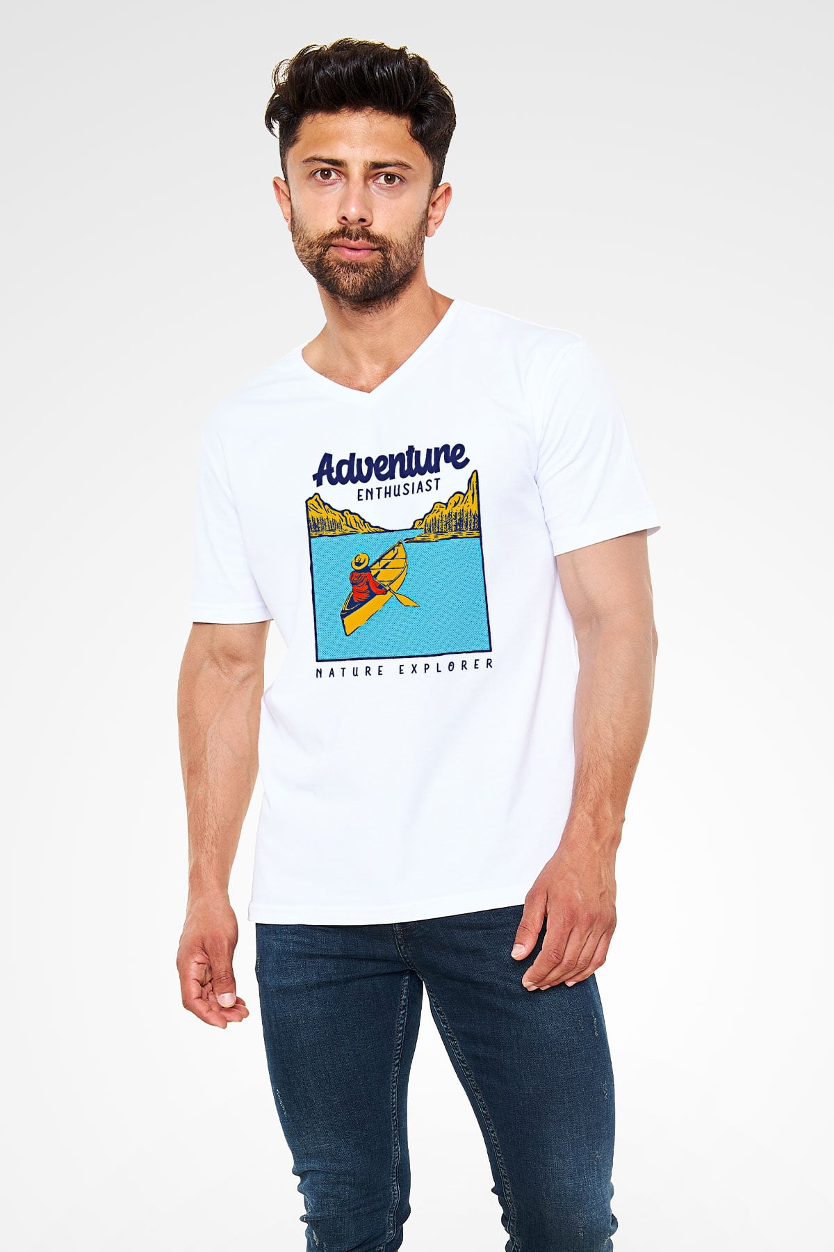 Kano Baskılı Unisex V Yaka Tişört - Tshirt