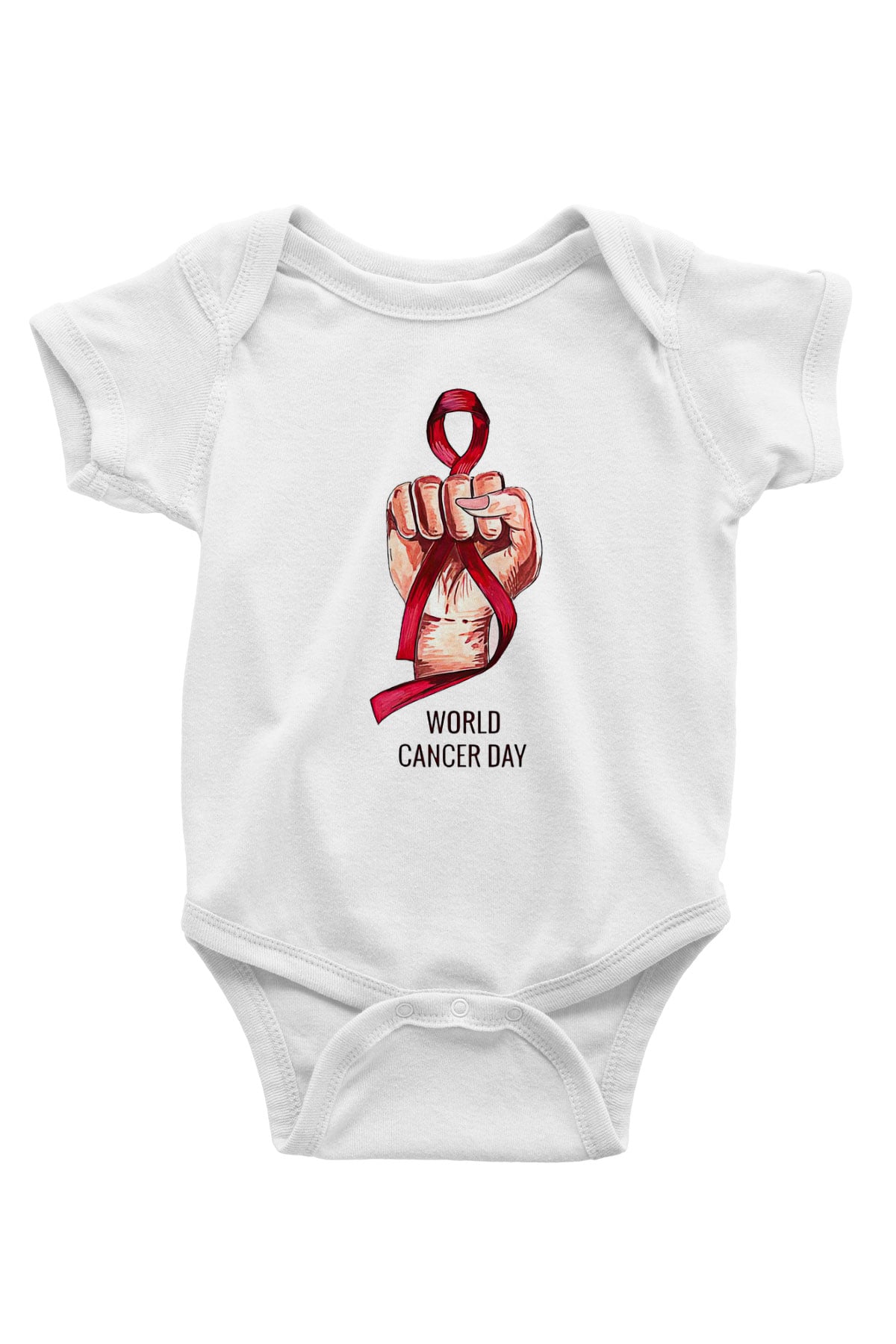 Kanser Günü Baskılı Beyaz Unisex Bebek Body - Zıbın