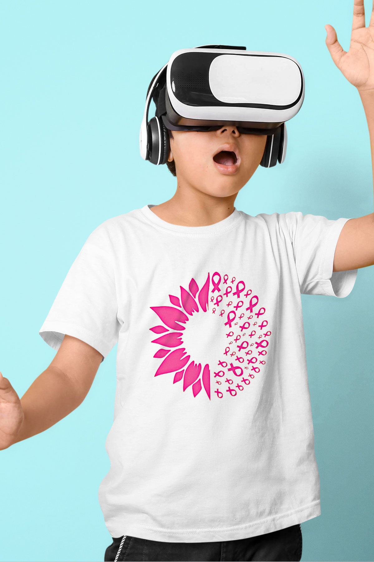 Kanser Günü Baskılı Beyaz Unisex Beyaz Çocuk Tişört - Tshirt