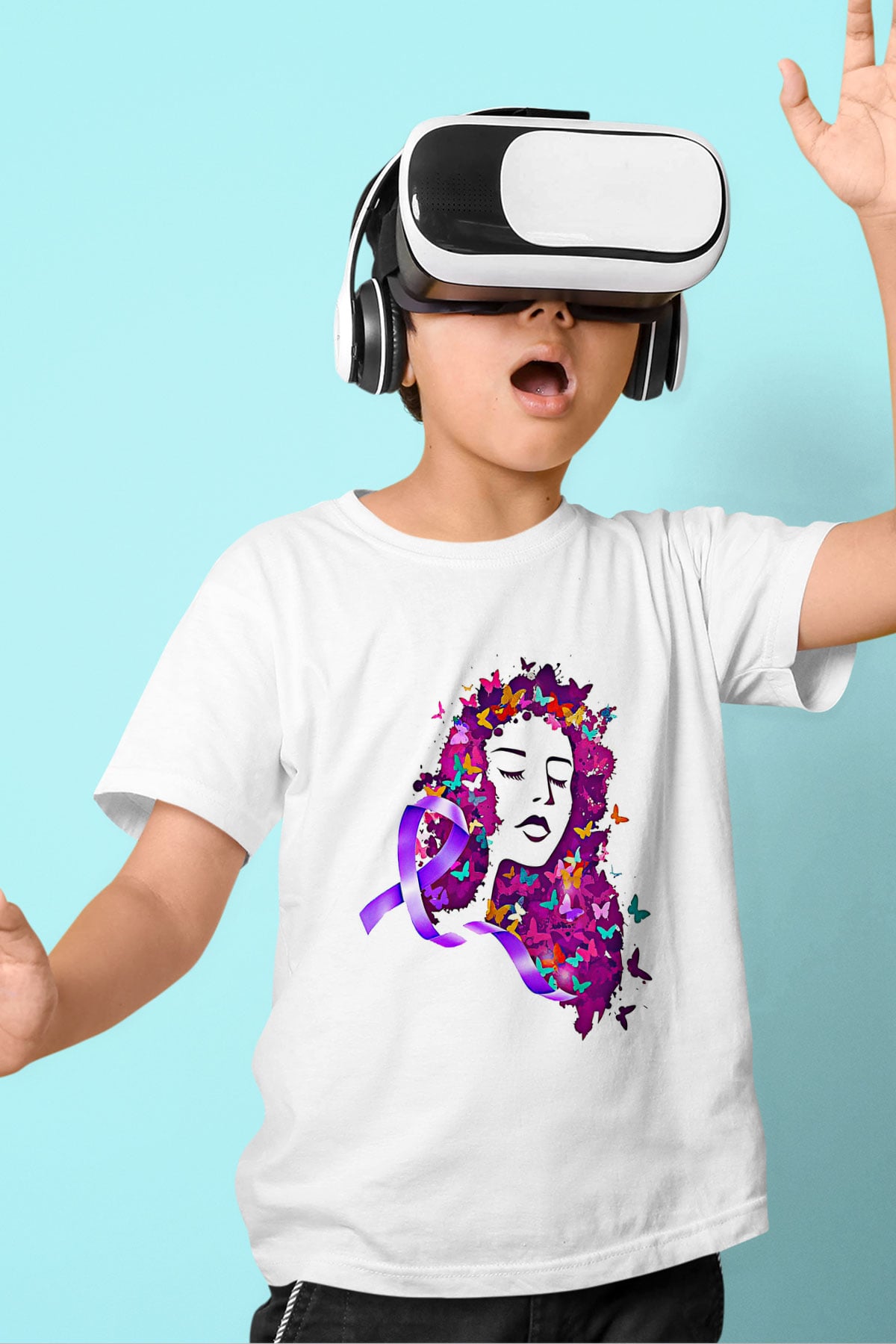 Kanser Günü Baskılı Beyaz Unisex Beyaz Çocuk Tişört - Tshirt