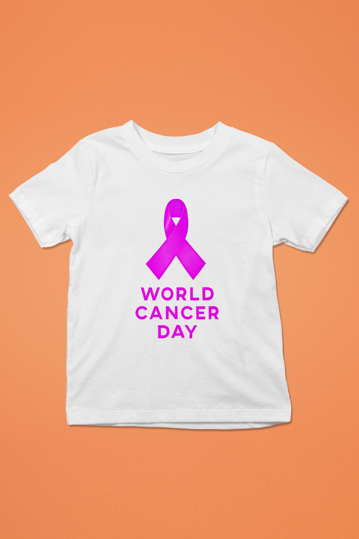 Kanser Günü Baskılı Beyaz Unisex Beyaz Çocuk Tişört - Tshirt