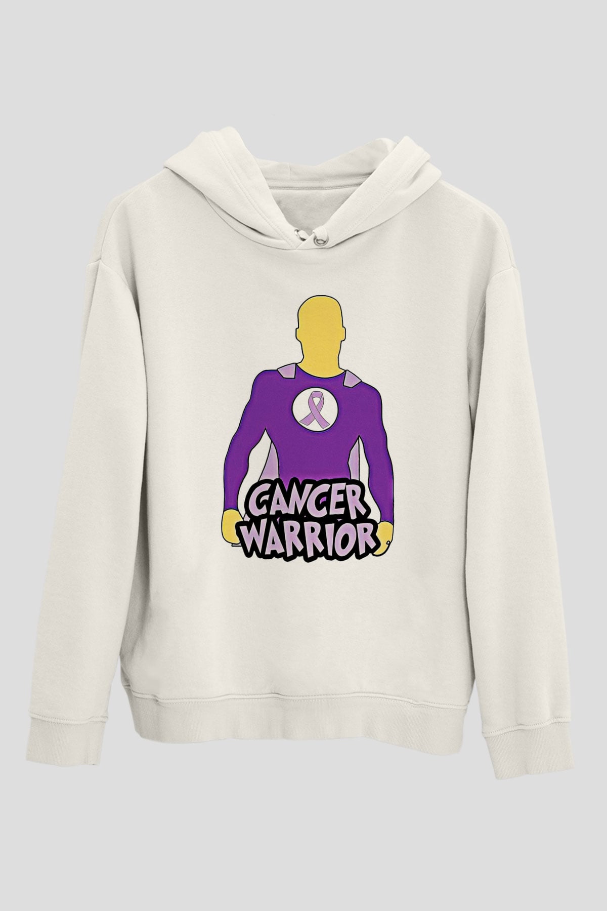 Kanser Günü Baskılı Beyaz Unisex Kapüşonlu Sweatshirt