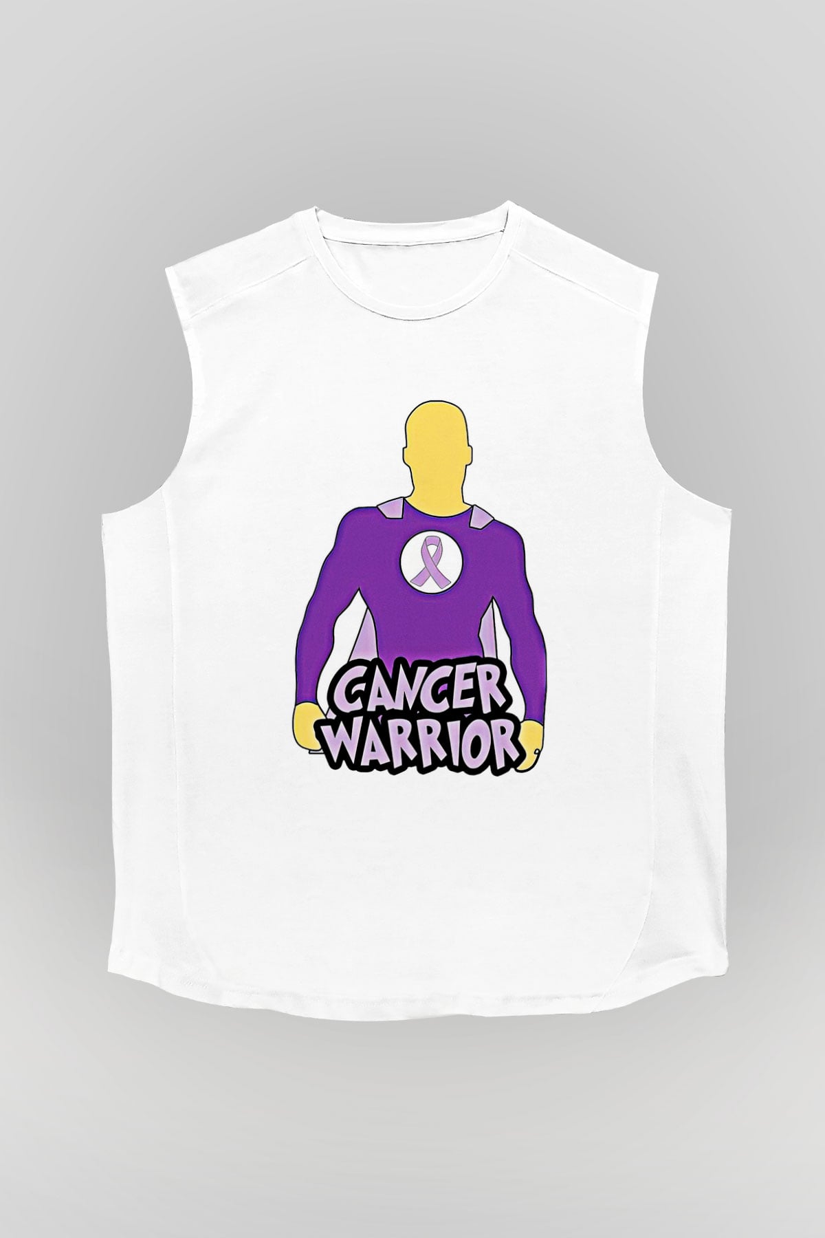 Kanser Günü Baskılı Beyaz Unisex Kolsuz Tişört - Tshirt