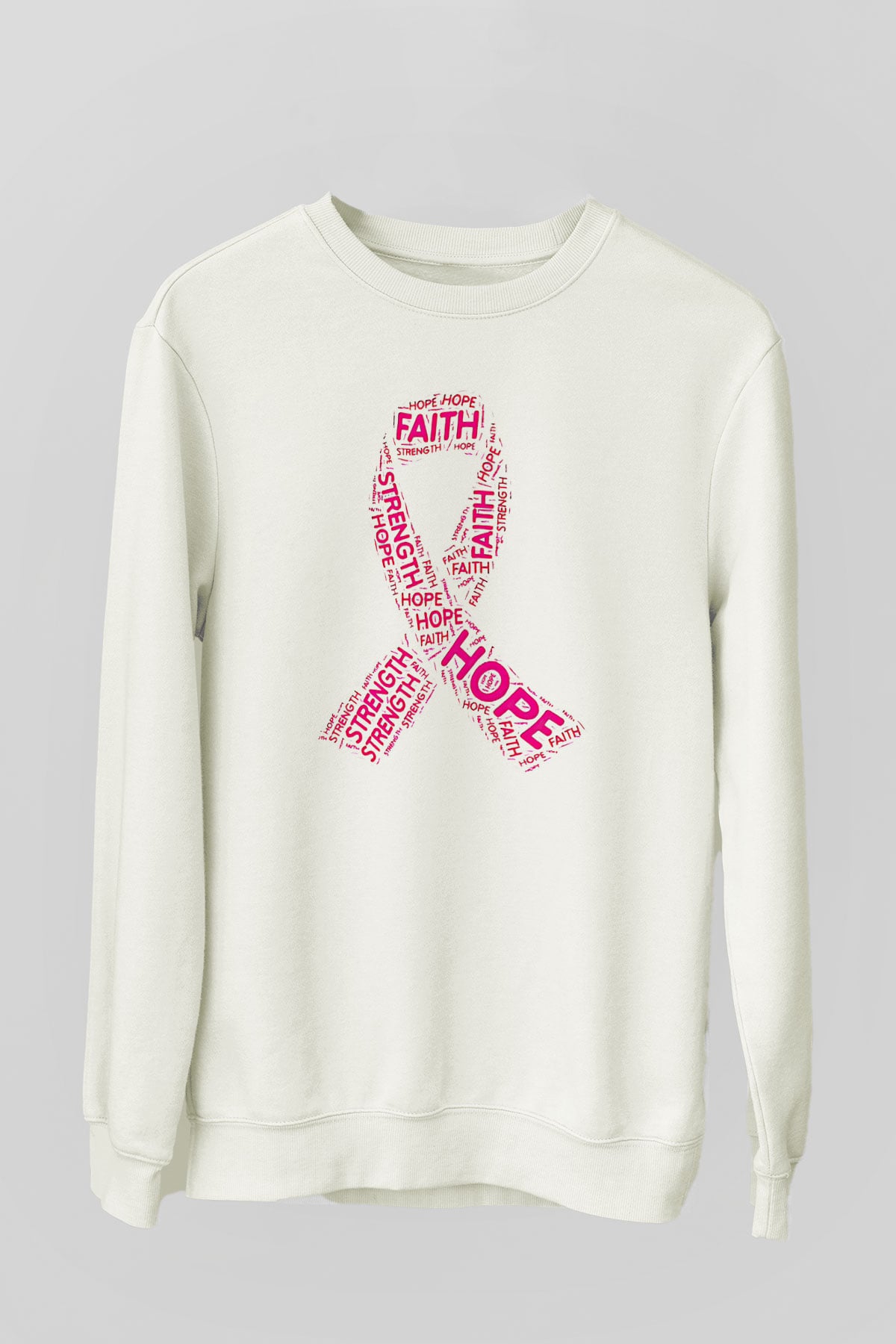 Kanser Günü Baskılı Beyaz Unisex Sweatshirt