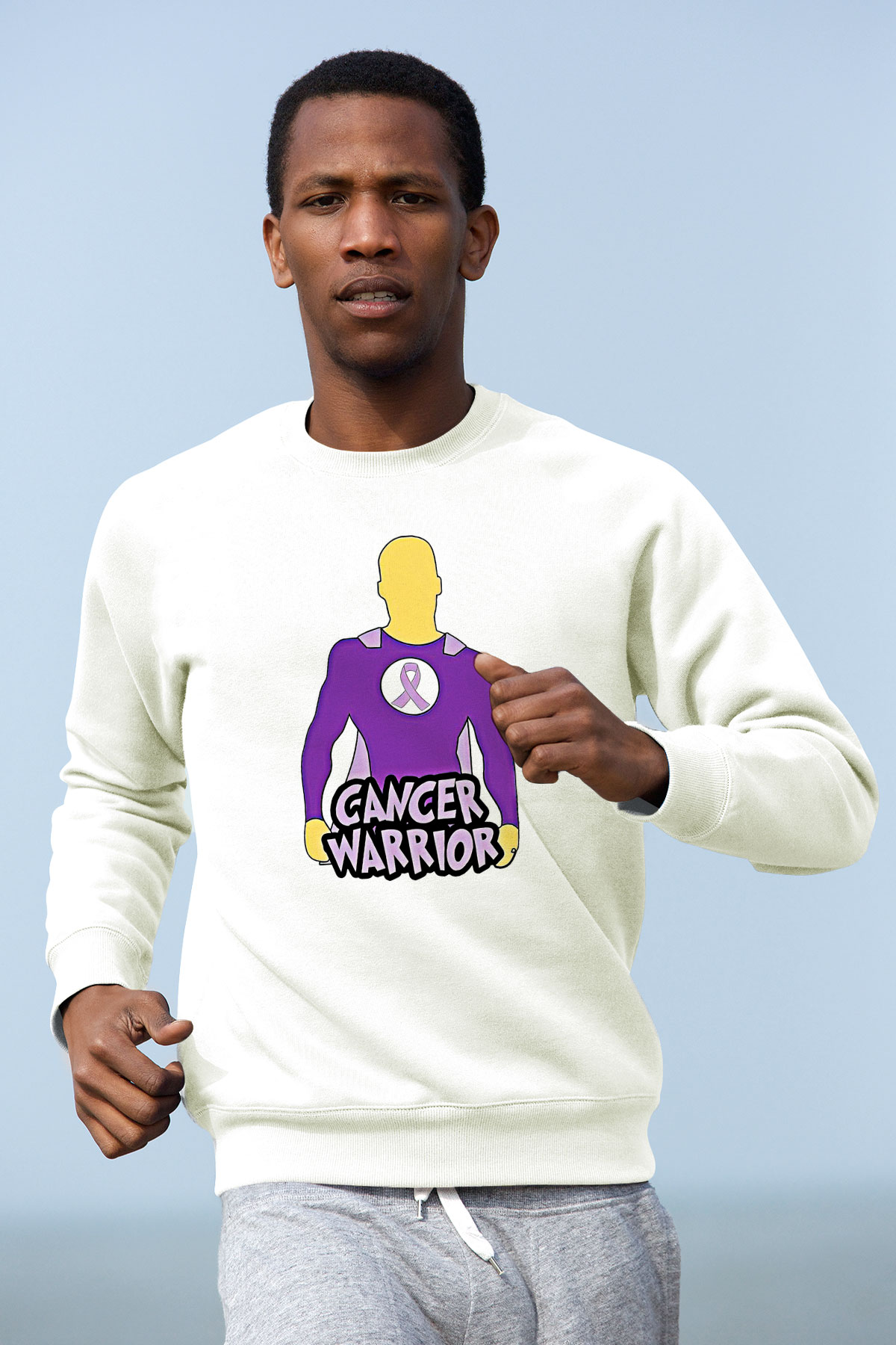 Kanser Günü Baskılı Beyaz Unisex Sweatshirt