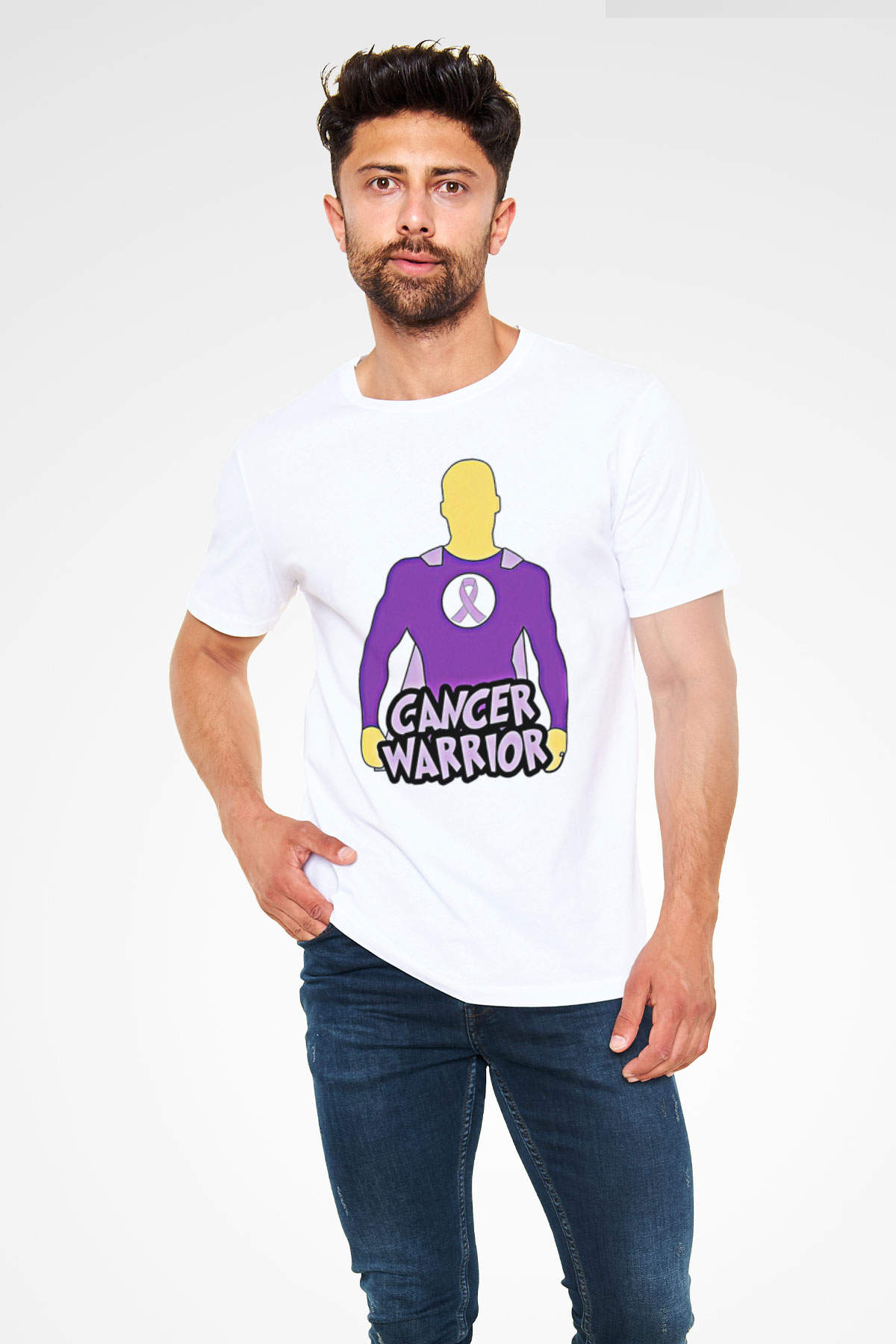 Kanser Günü Baskılı Unisex Beyaz Tişört - Tshirt