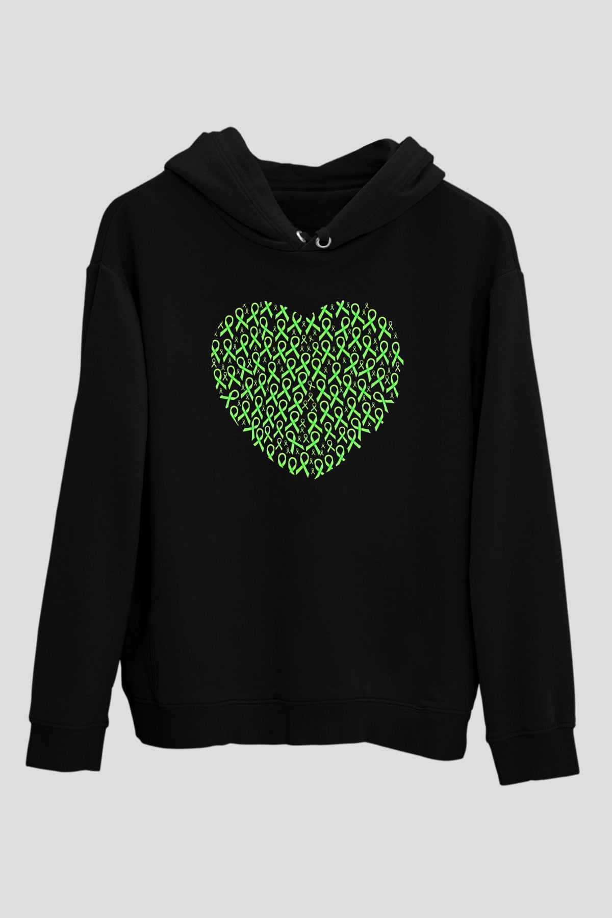 Kanser Günü Baskılı Unisex Siyah Hoodie