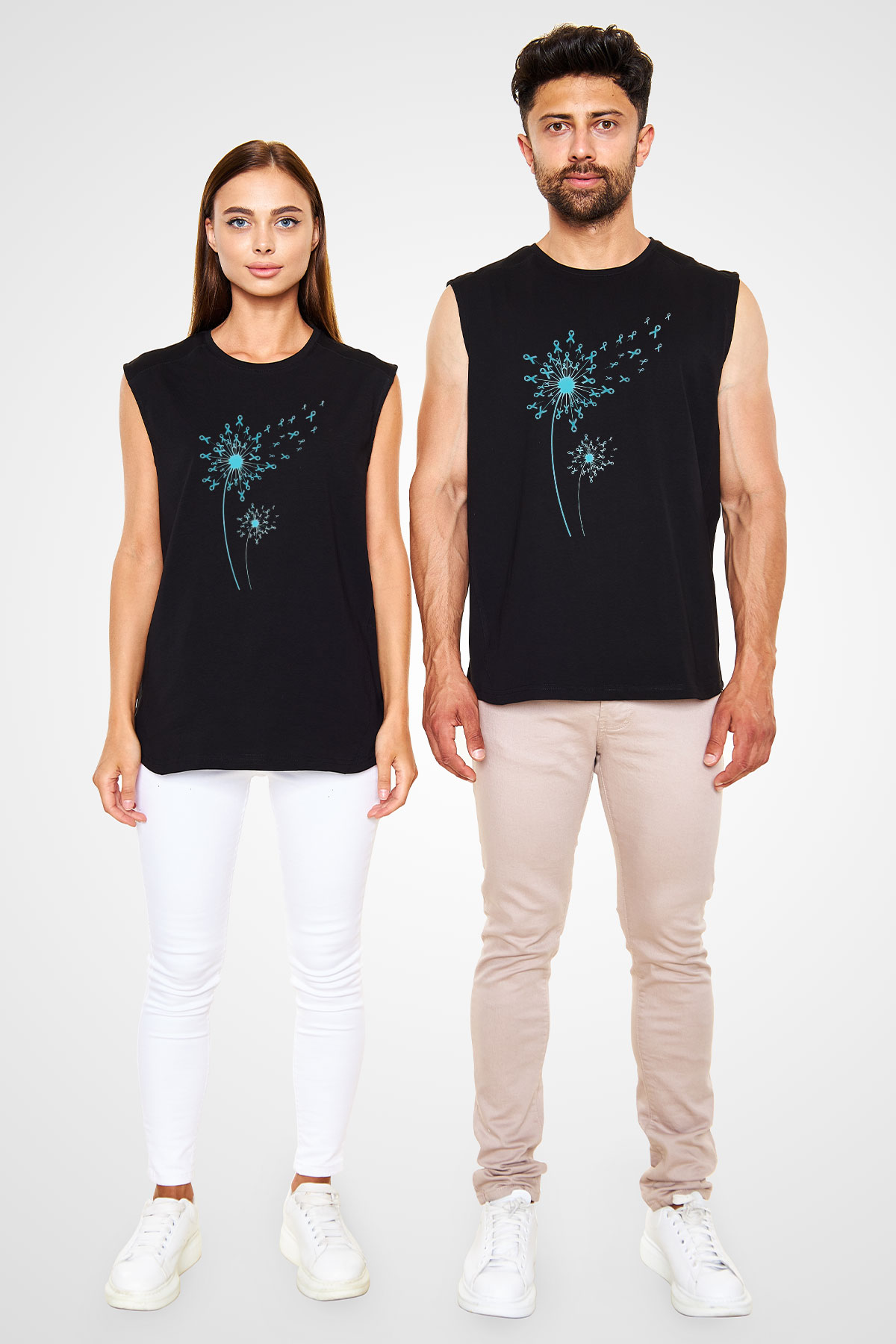 Kanser Günü Baskılı Unisex Siyah Kolsuz Tişört - Tshirt