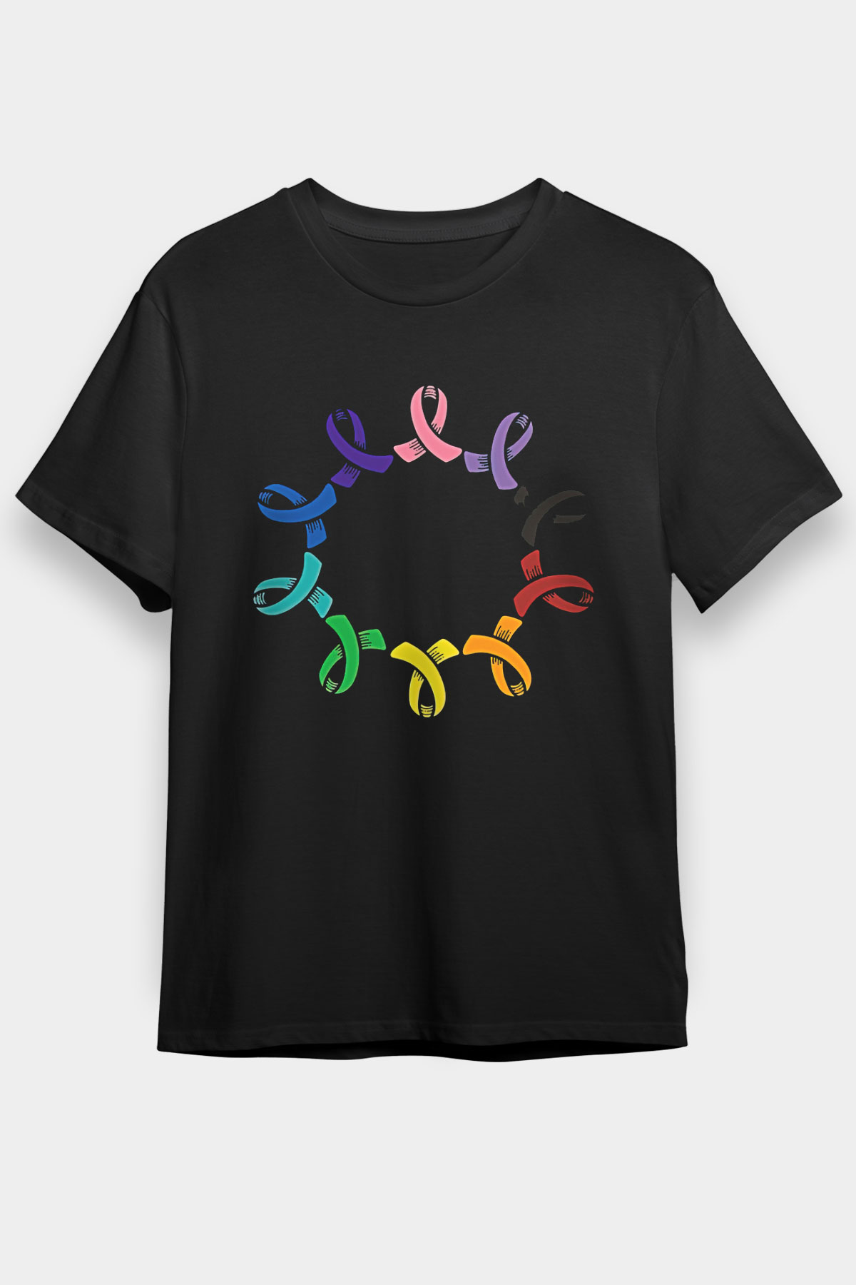 Kanser Günü Baskılı Unisex Siyah Tişört - Tshirt