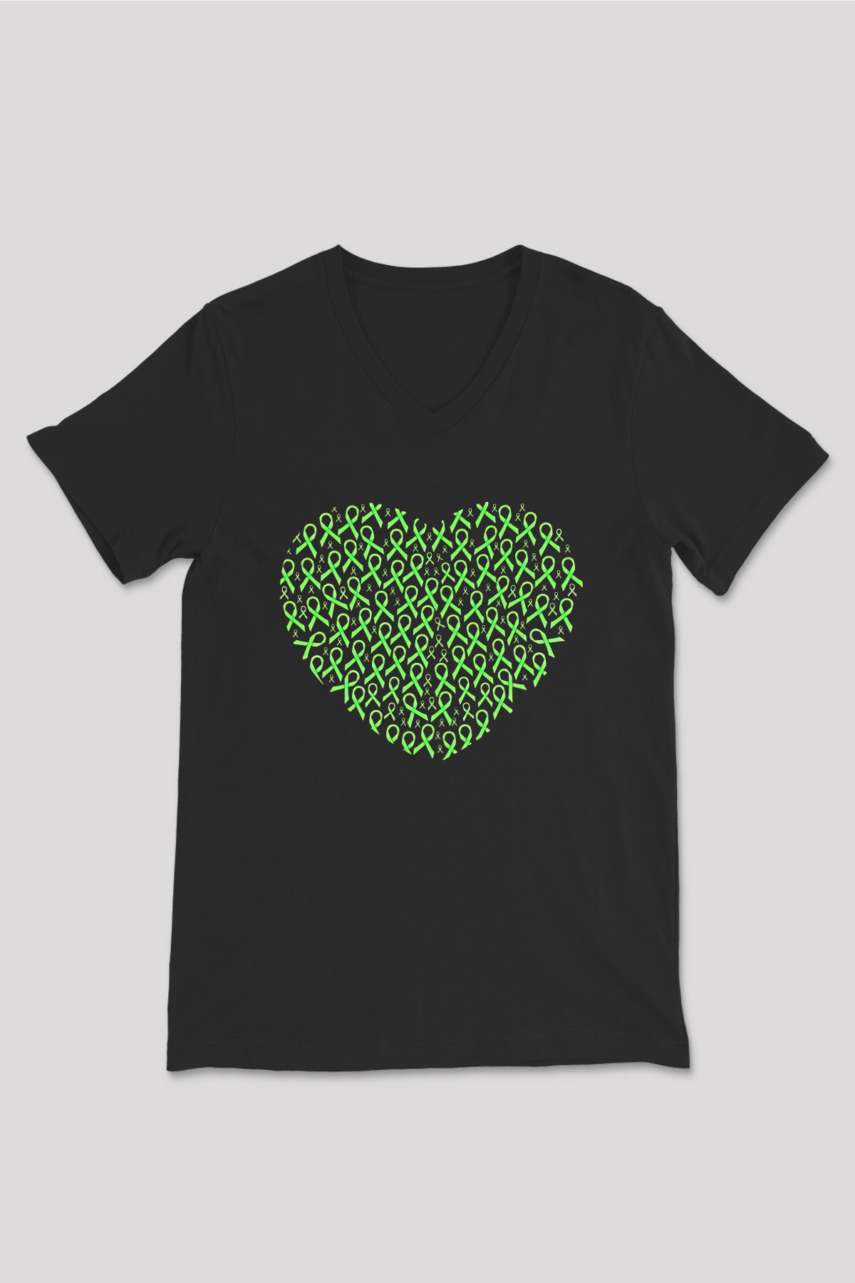 Kanser Günü Baskılı Unisex Siyah V Yaka Tişört - Tshirt