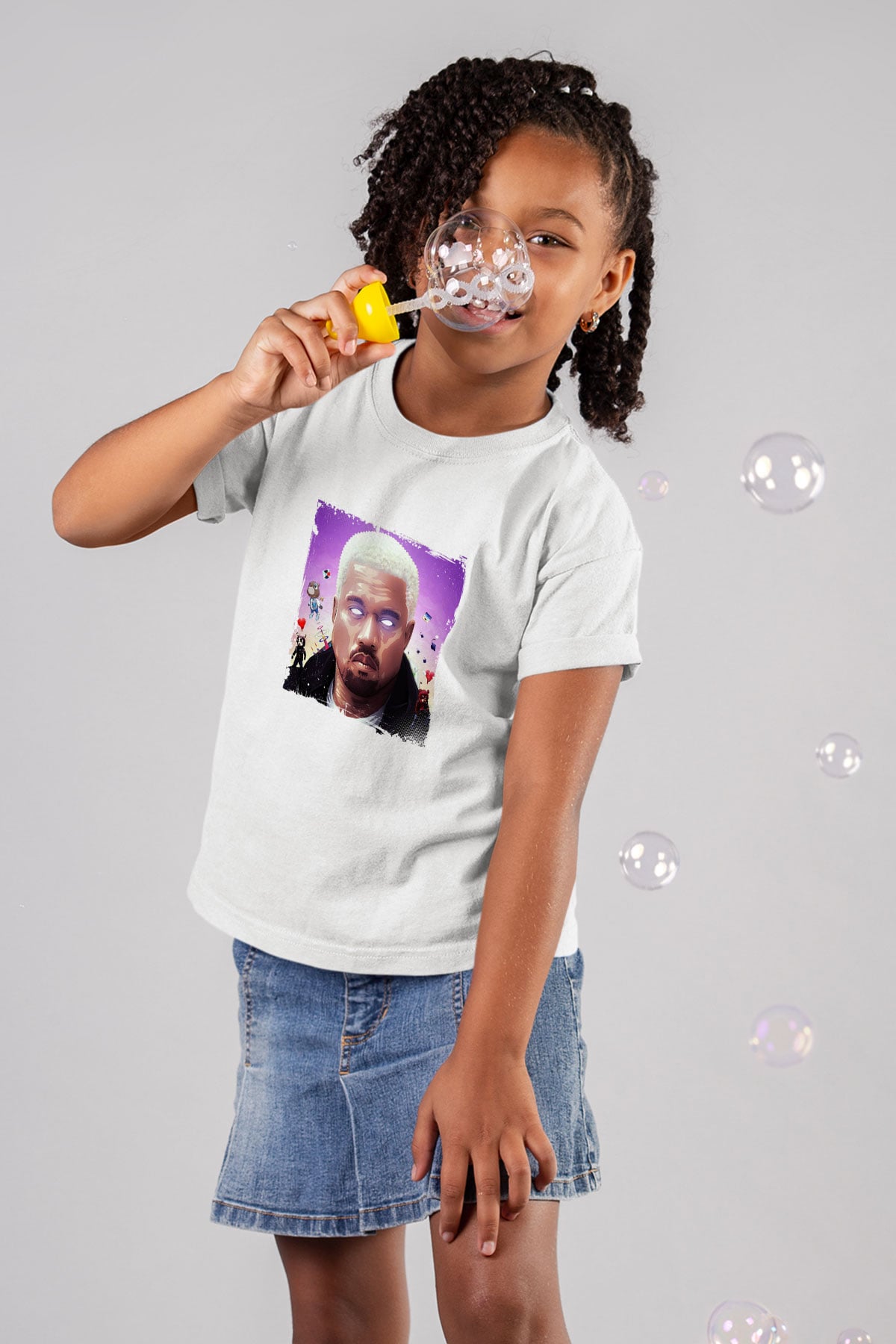 Kanye West Baskılı Unisex Beyaz Çocuk Tişört
