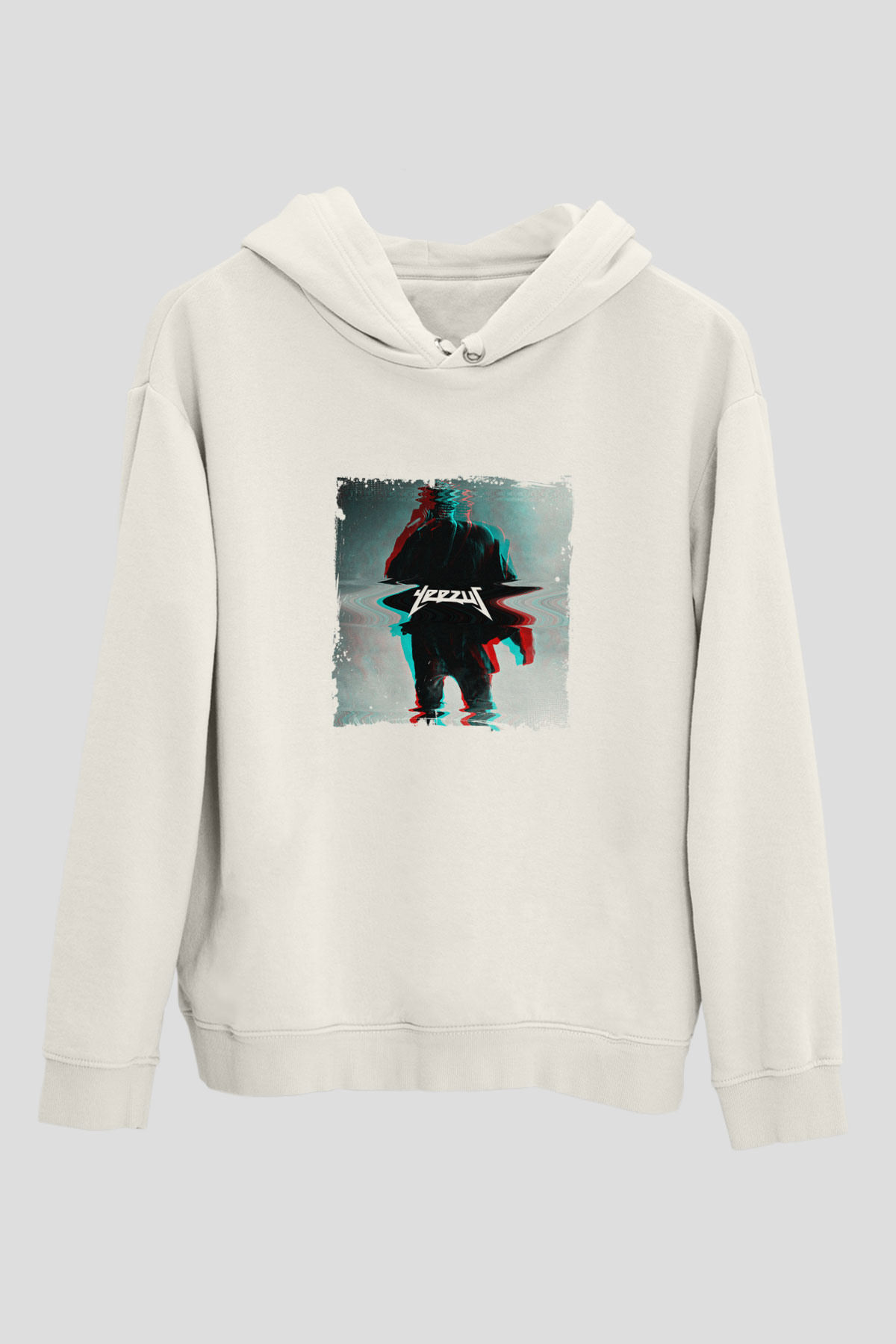 Kanye West Baskılı Unisex Beyaz Kapüşonlu Sweatshirt