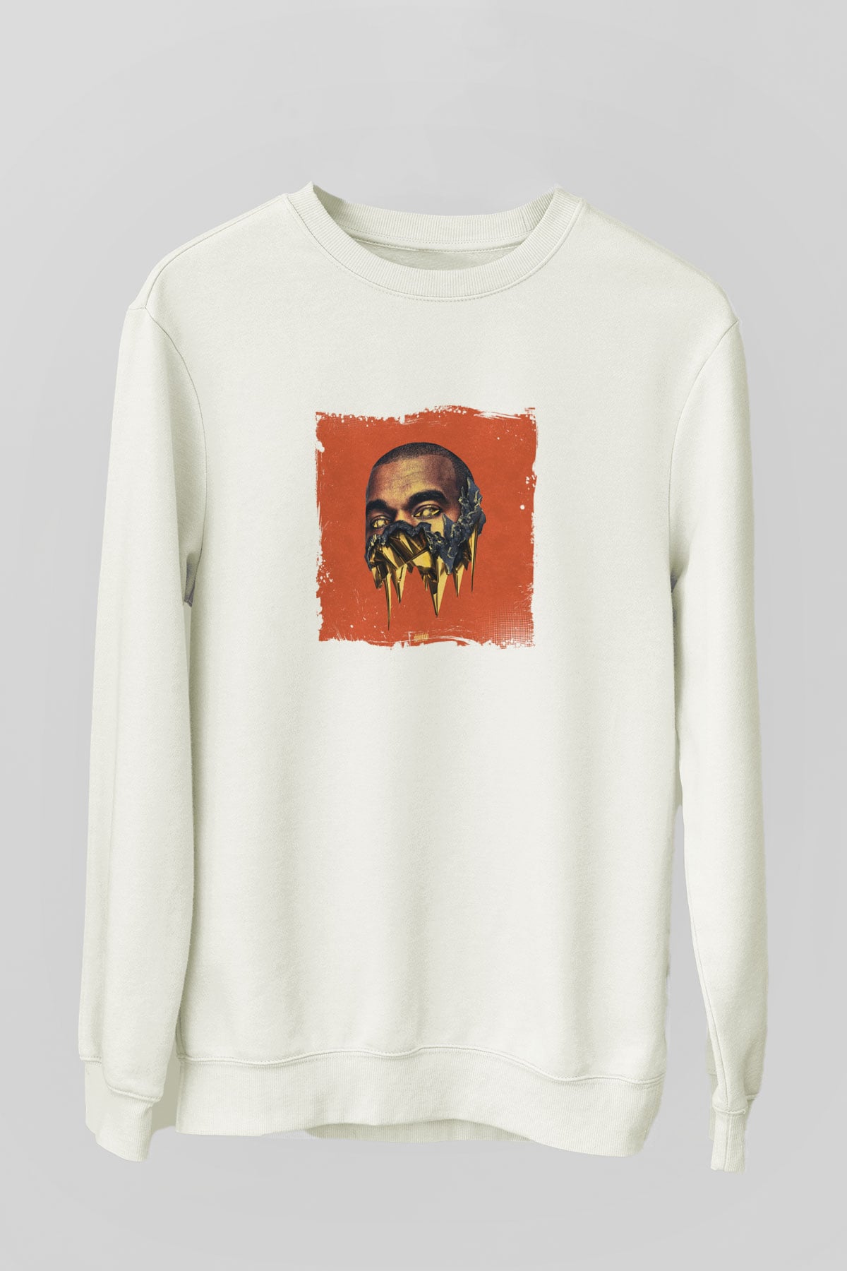 Kanye West Baskılı Unisex Beyaz Sweatshirt