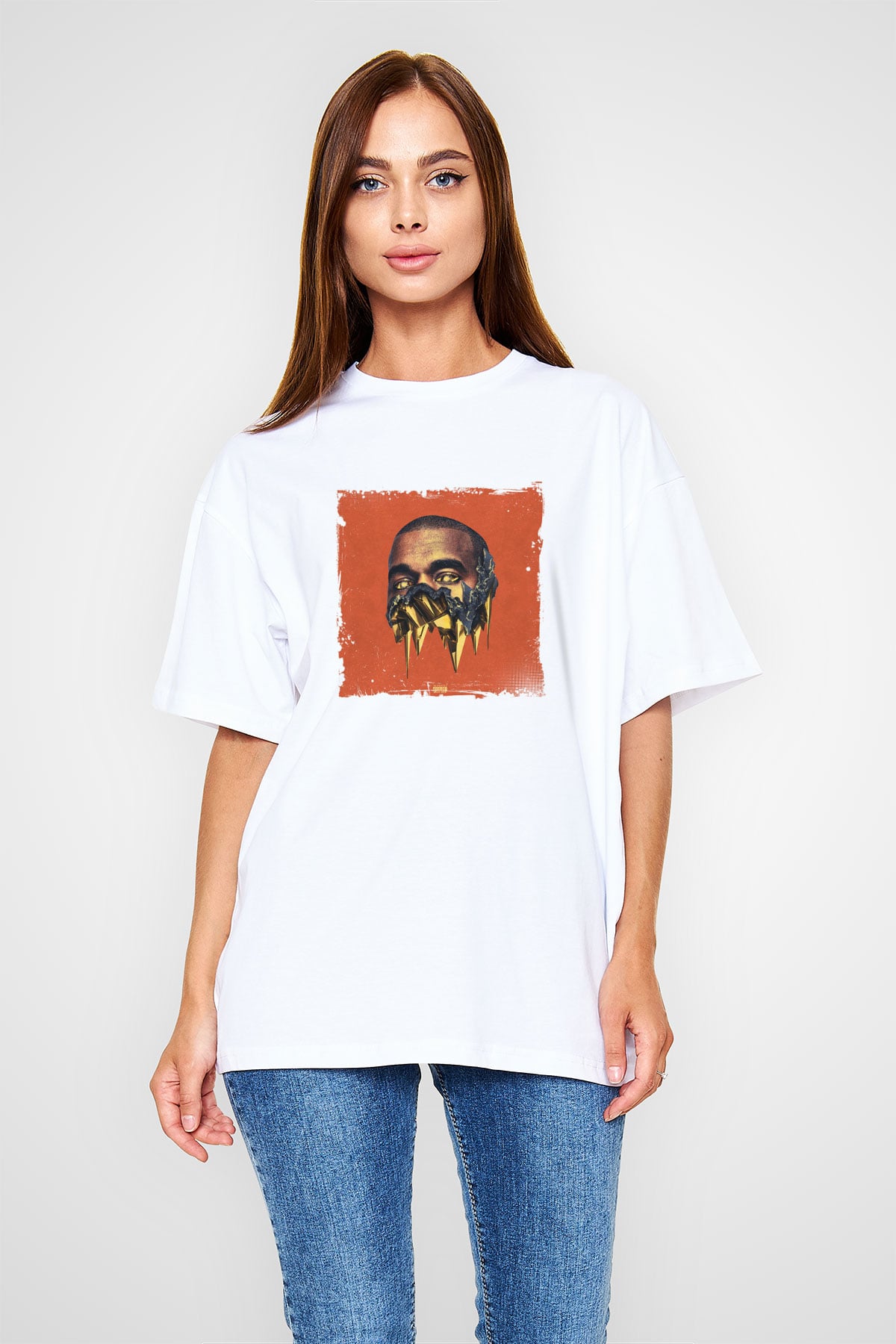 Kanye West Baskılı Unisex Beyaz Tişört