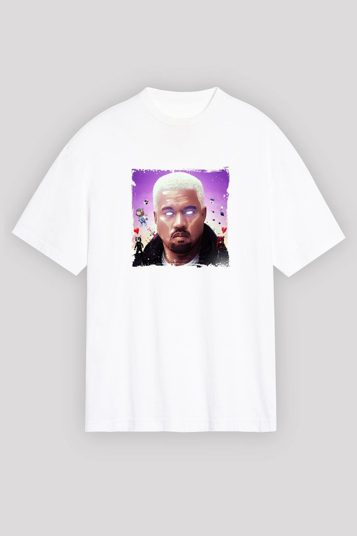 Kanye West Baskılı Unisex Beyaz Tişört