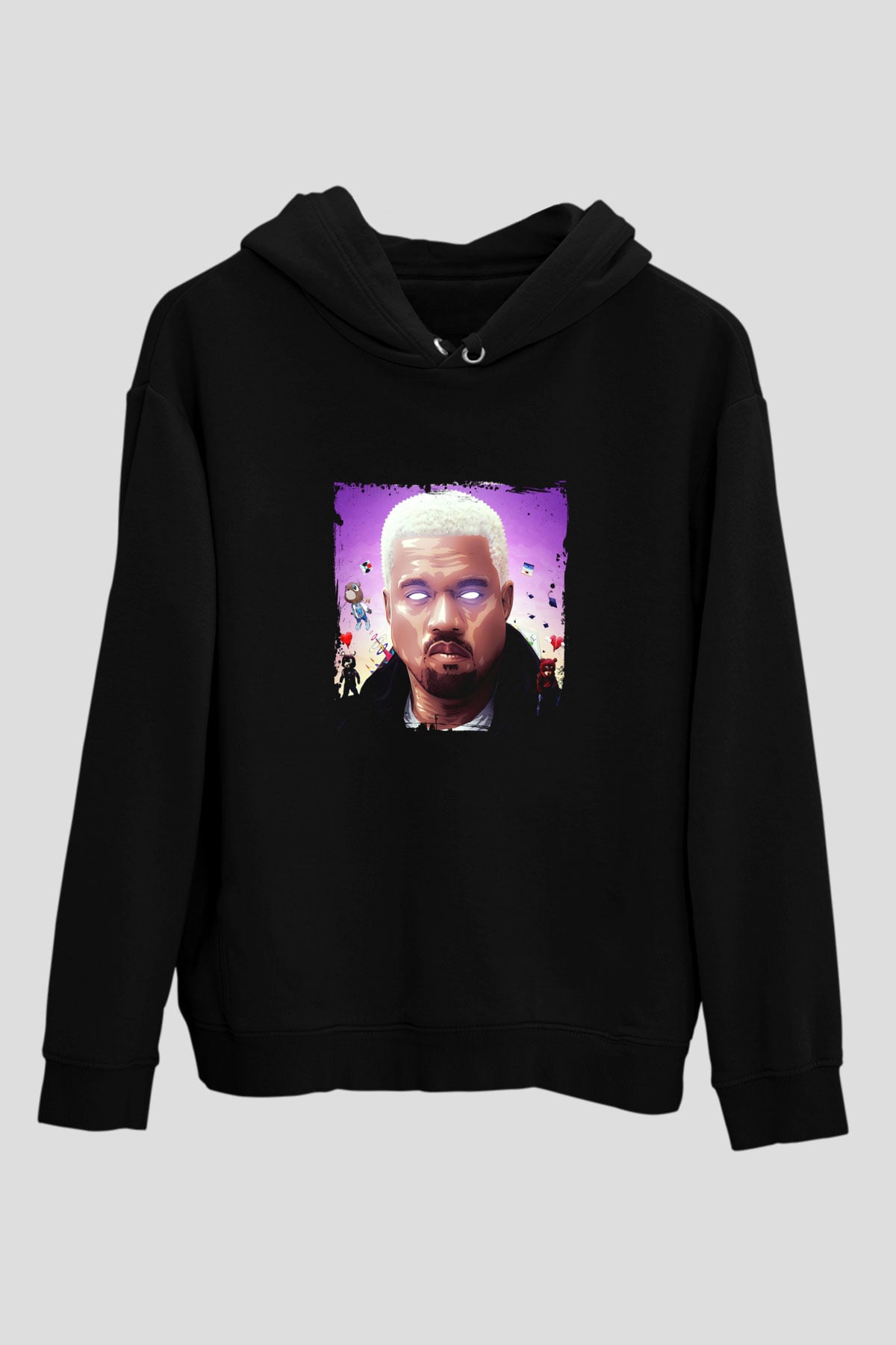 Kanye West Baskılı Unisex Siyah Hoodie