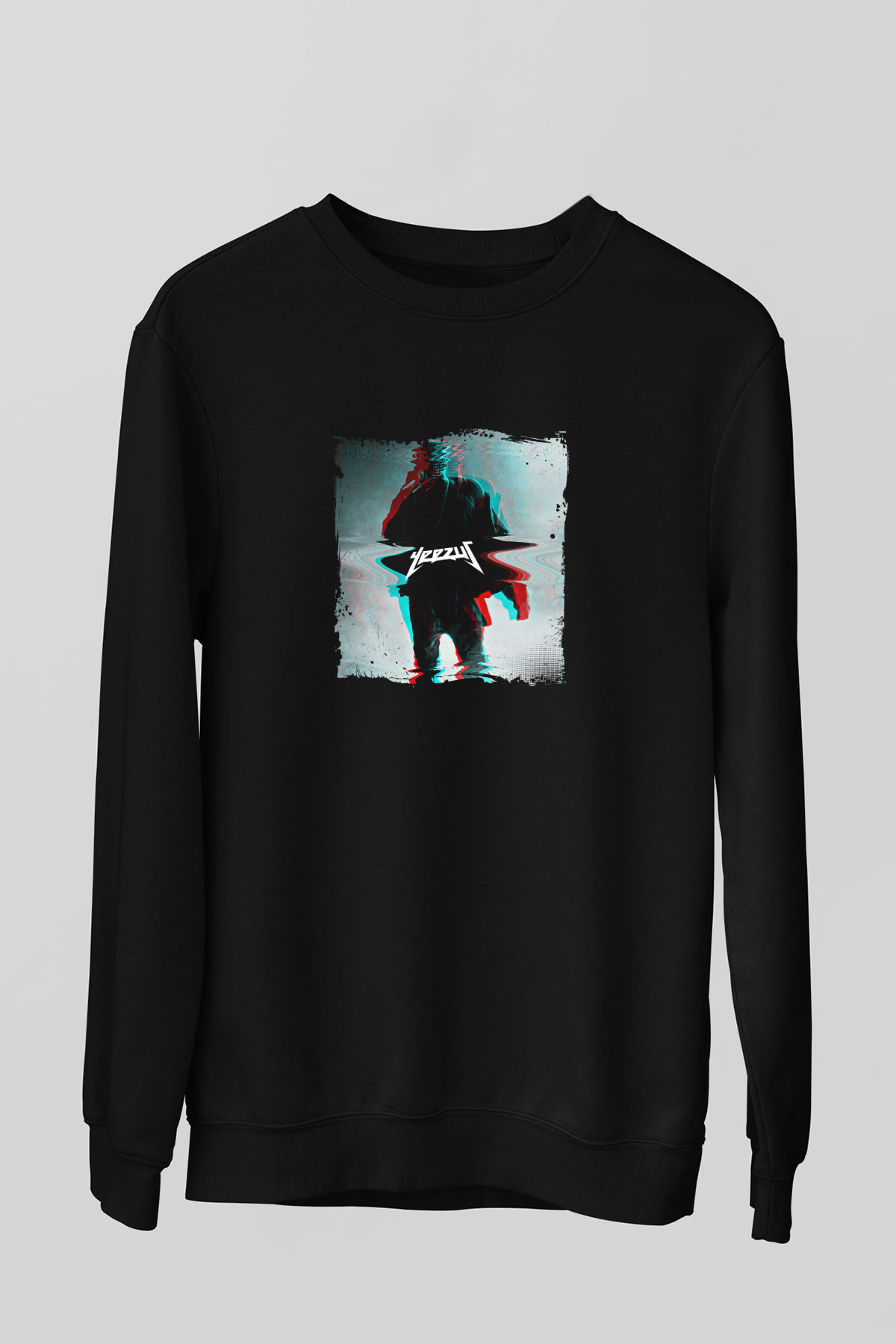 Kanye West Baskılı Unisex Siyah Sweatshirt