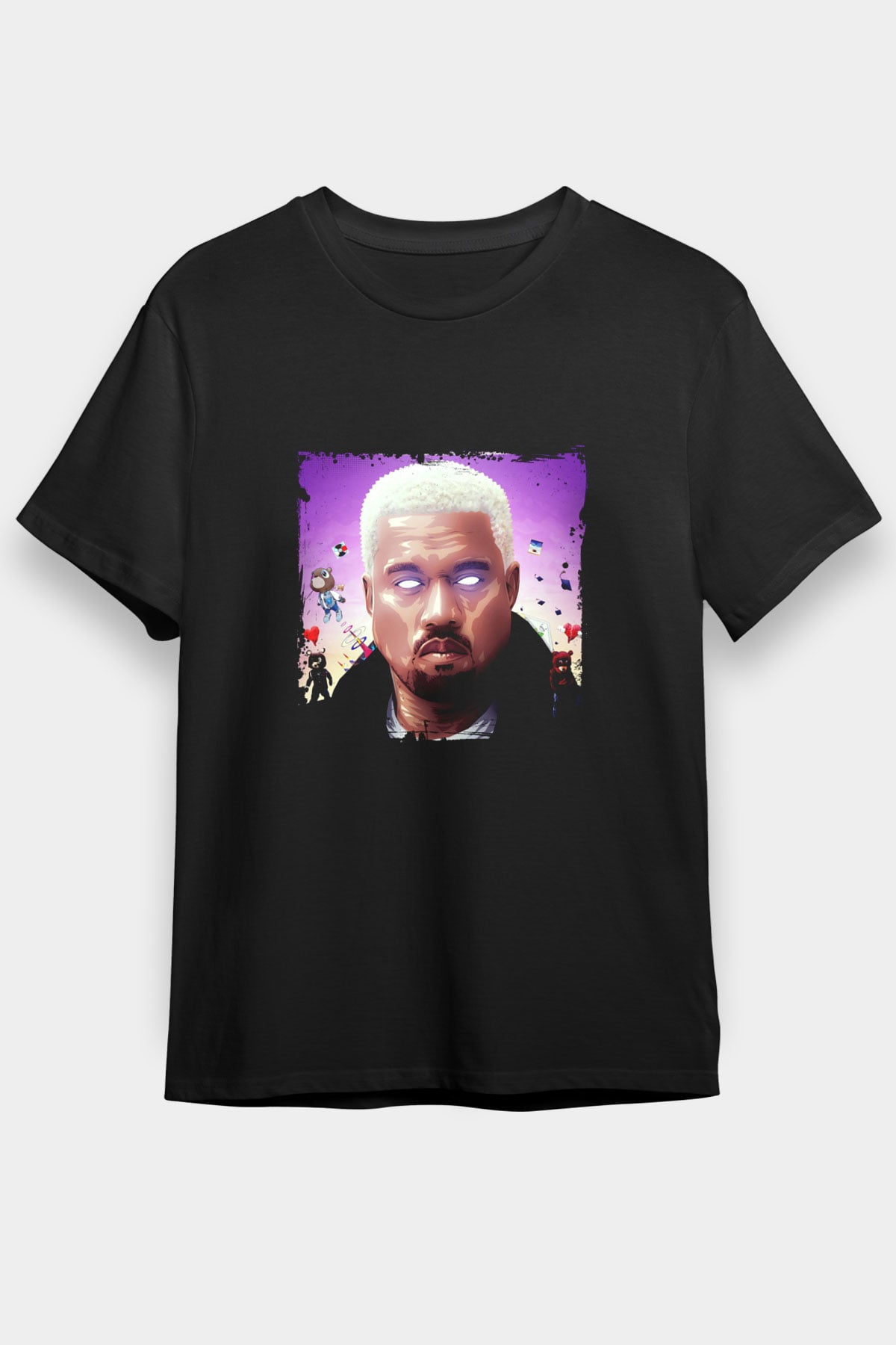 Kanye West Baskılı Unisex Siyah Tişört