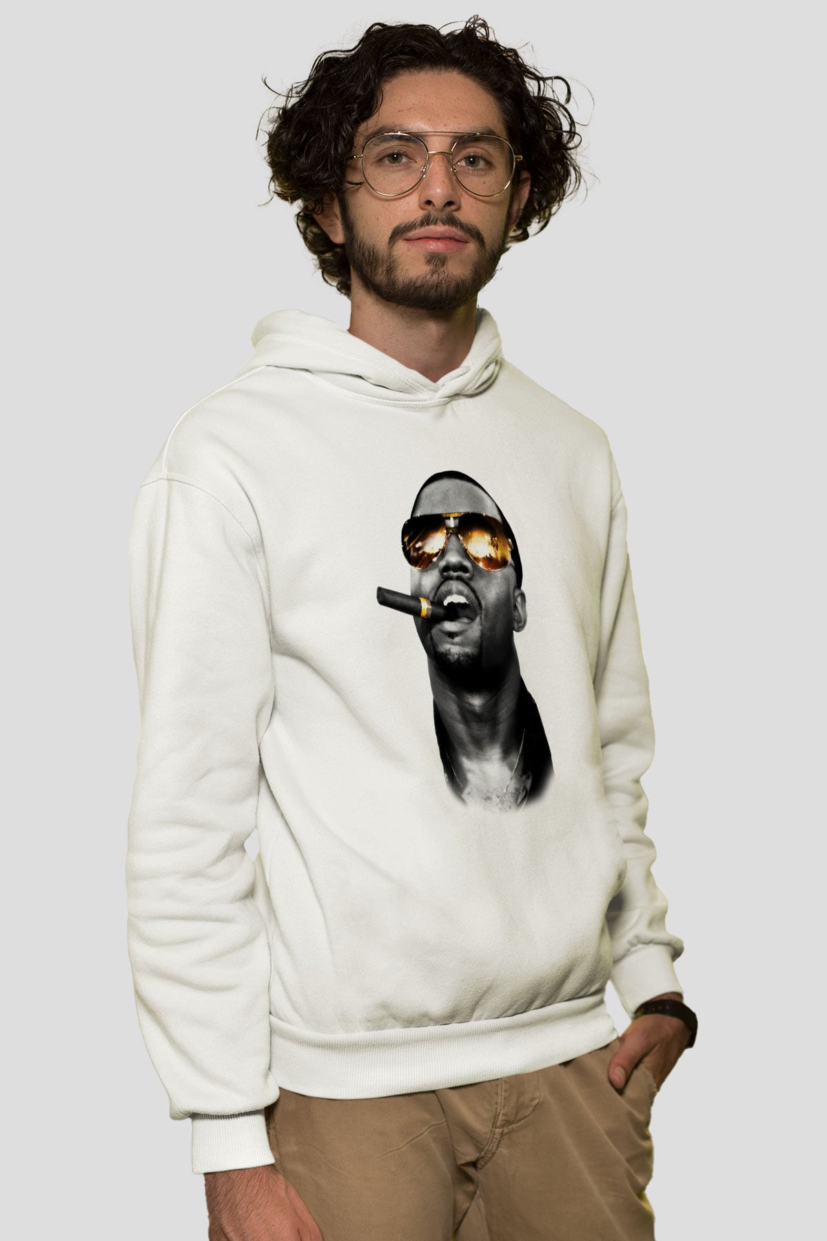 Kanye West Beyaz Unisex Kapşonlu Sweatshirt