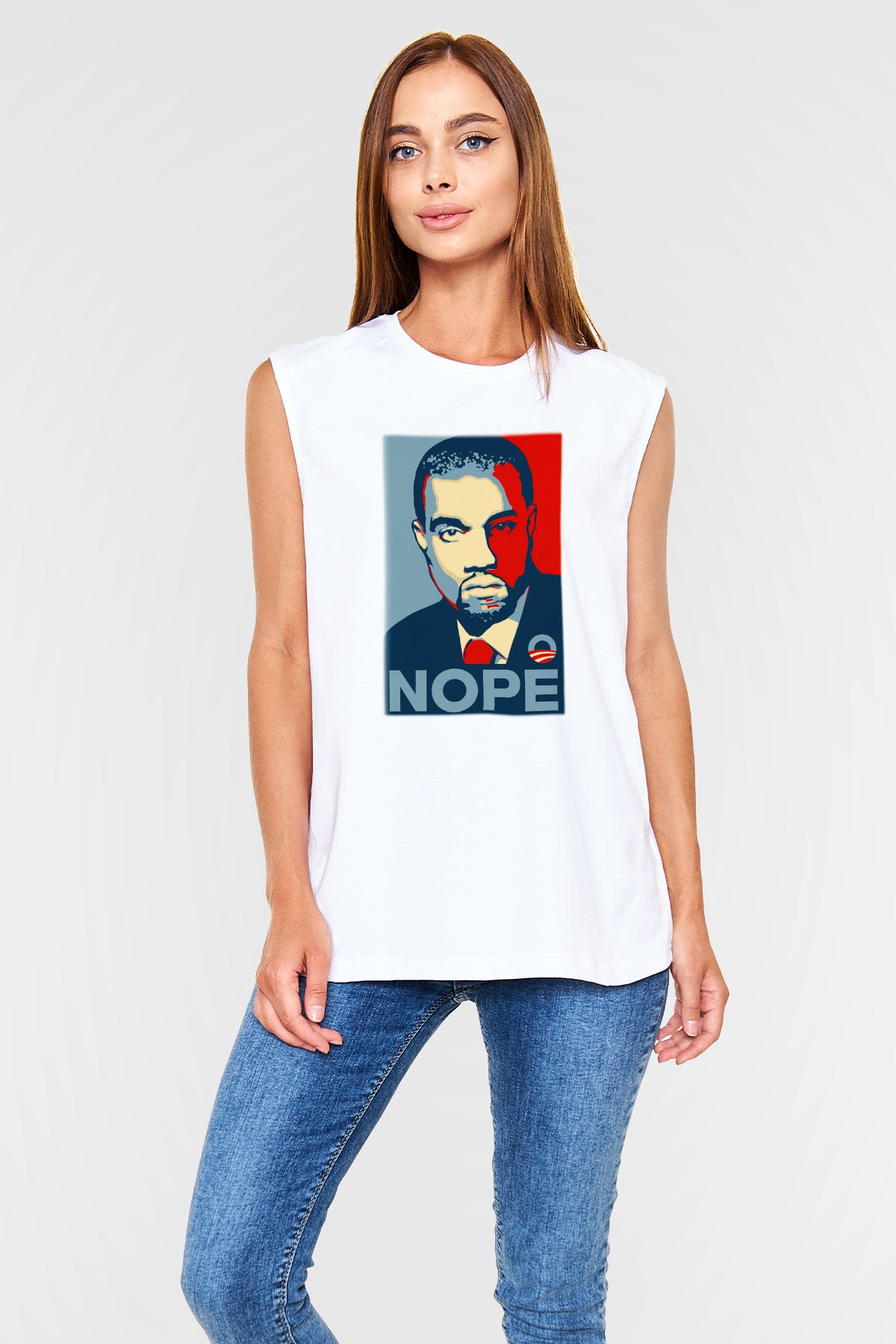 Kanye West Beyaz Unisex Kolsuz Tişört