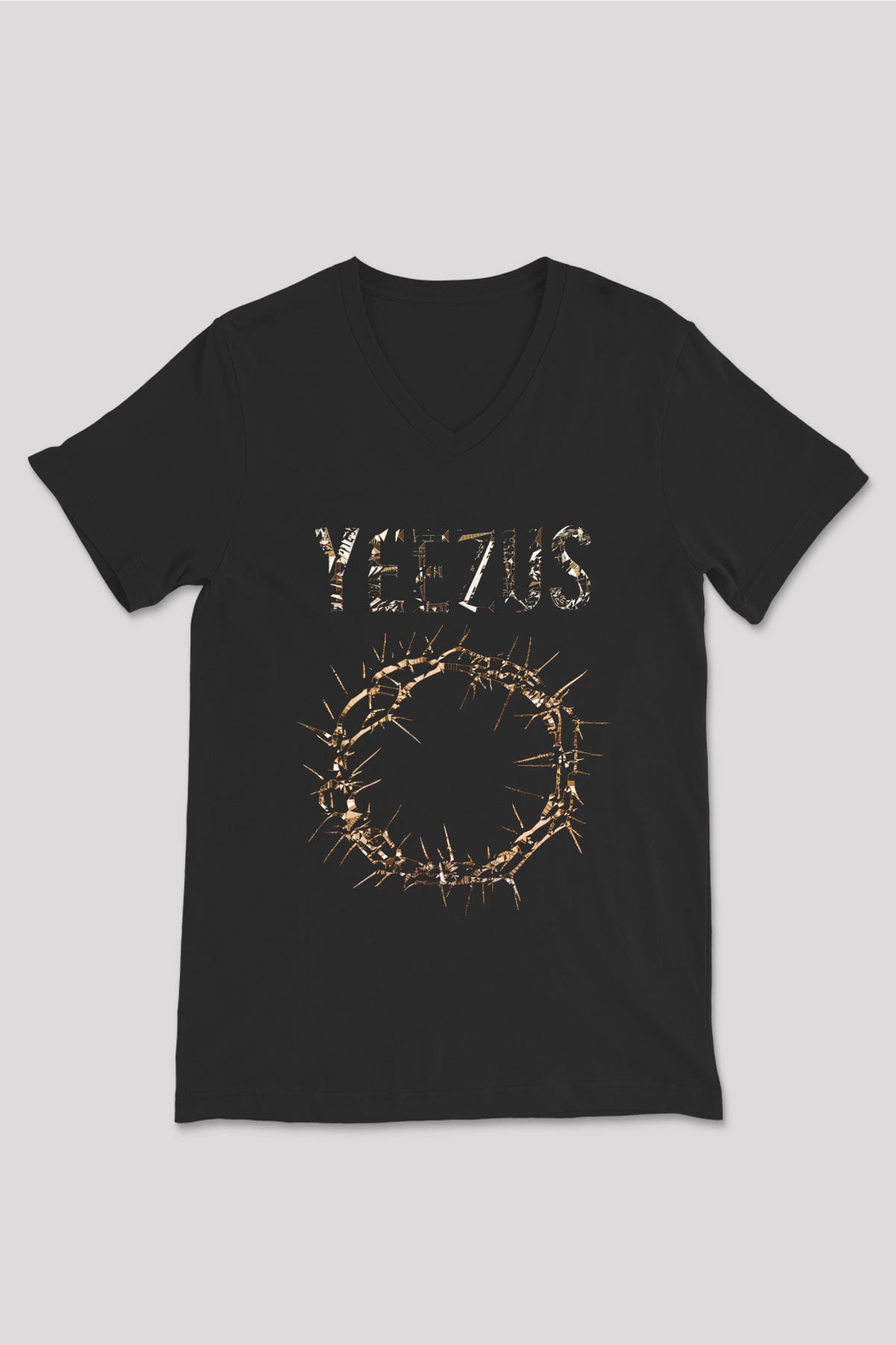 Kanye West Yeezus Siyah Unisex V Yaka Tişört T-Shirt