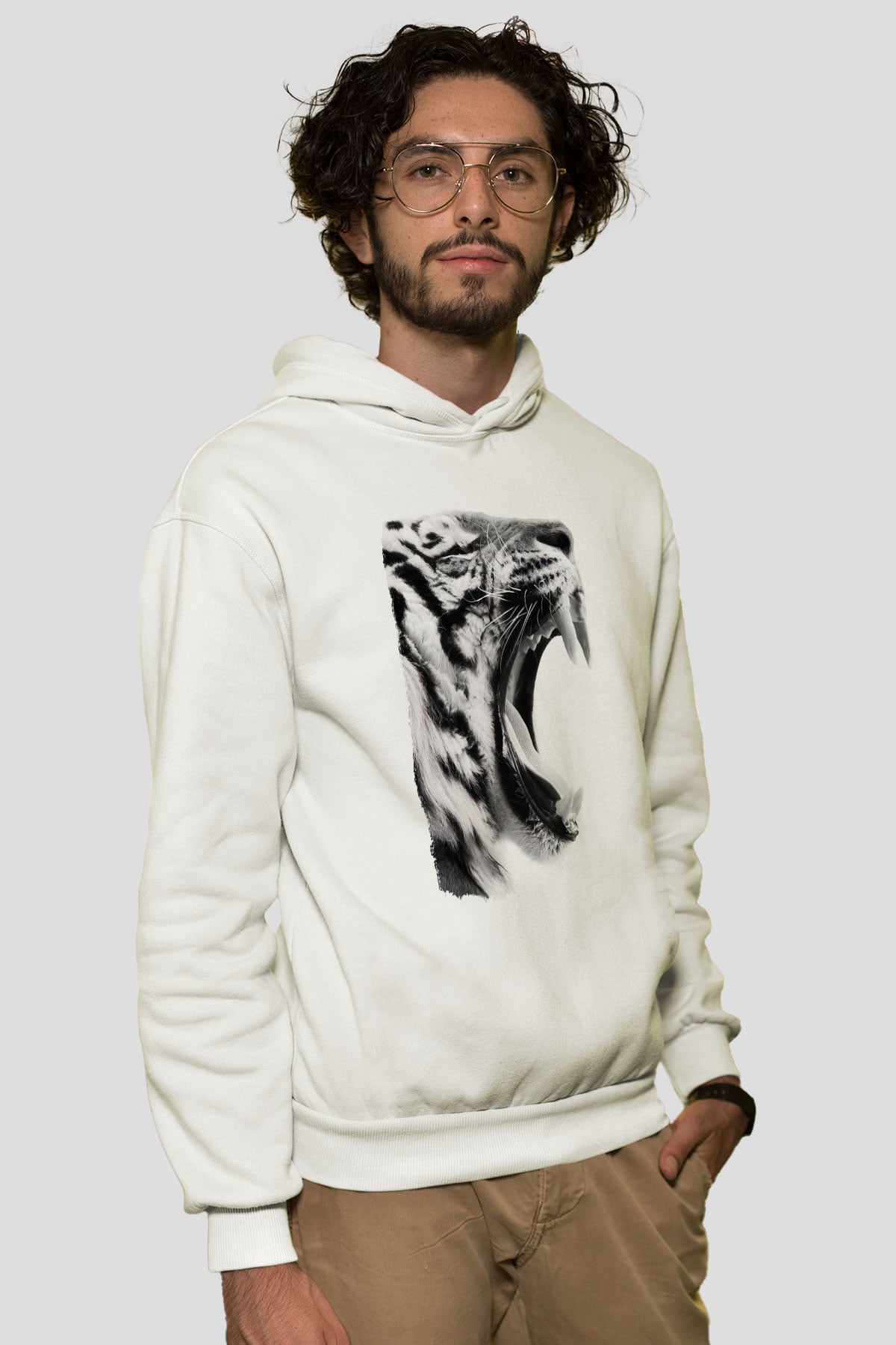 Kaplan Beyaz Unisex Hoodie
