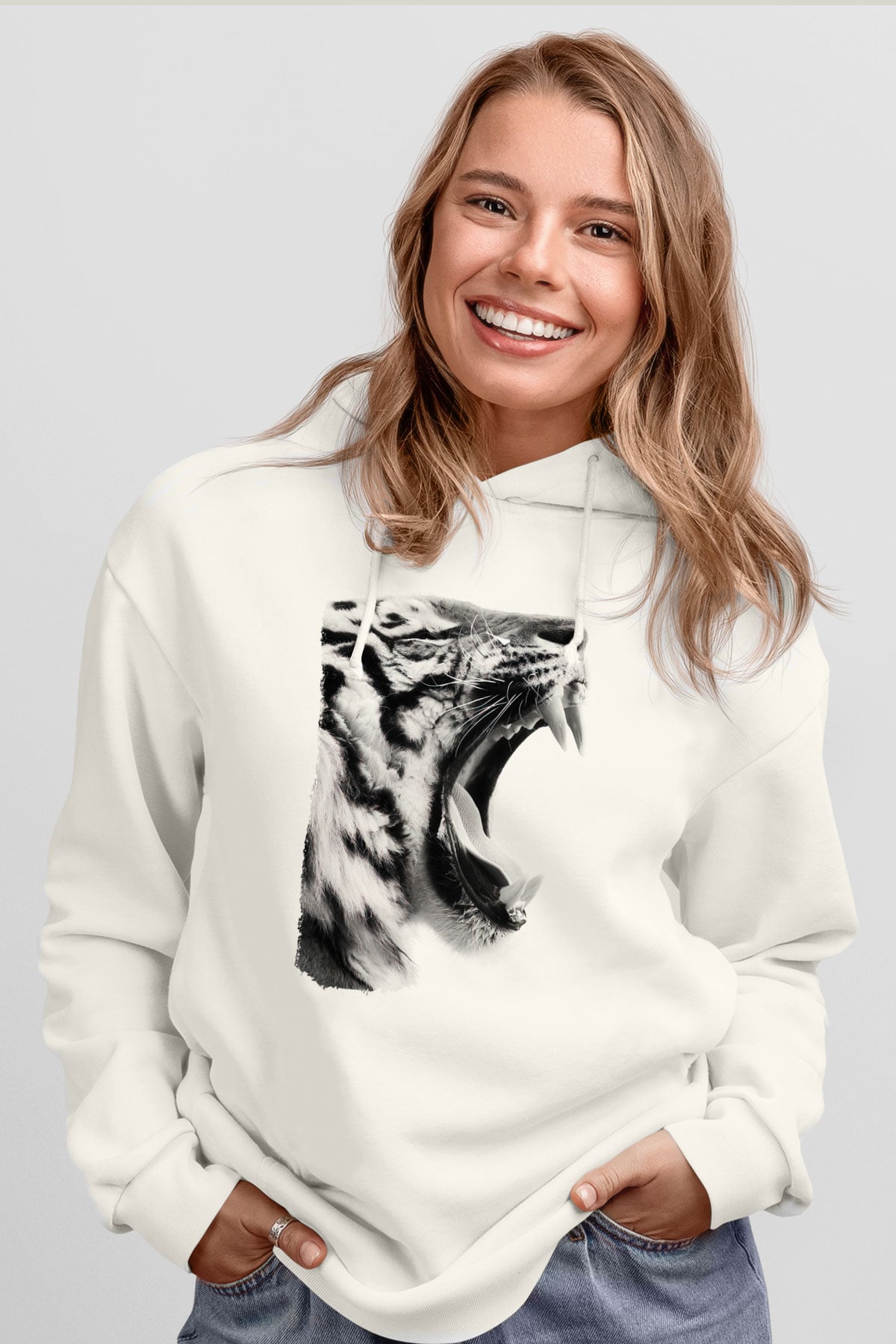 Kaplan Beyaz Unisex Hoodie
