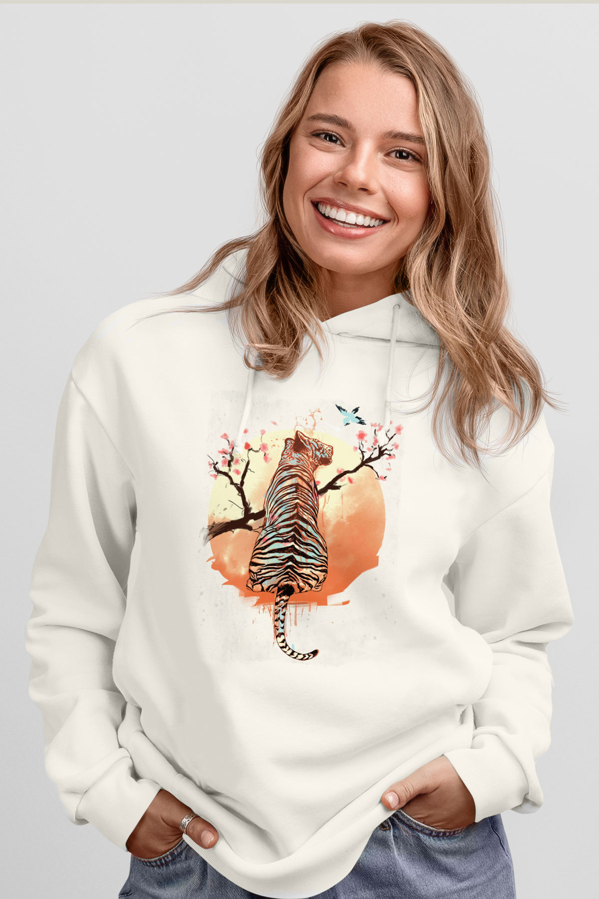 Kaplan Beyaz Unisex Hoodie