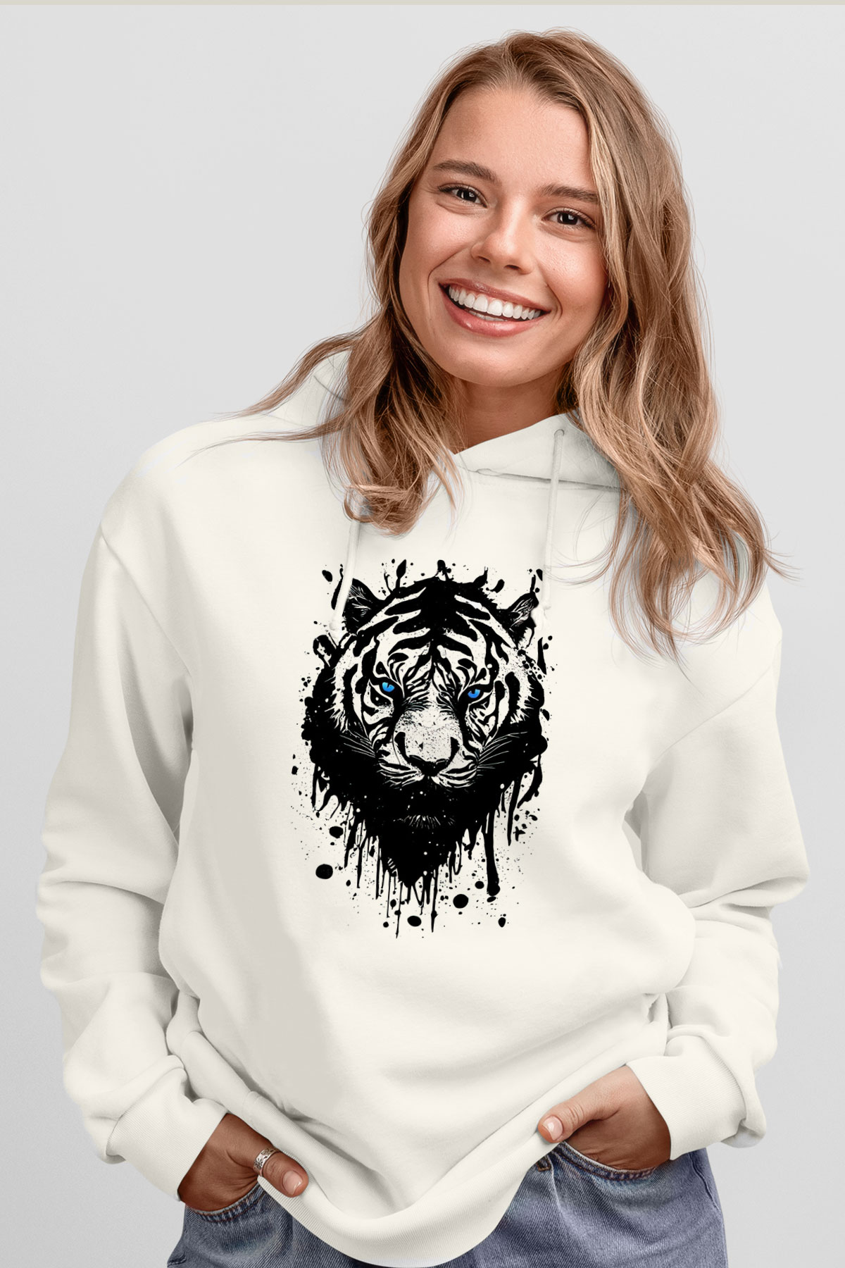 Kaplan Beyaz Unisex Hoodie