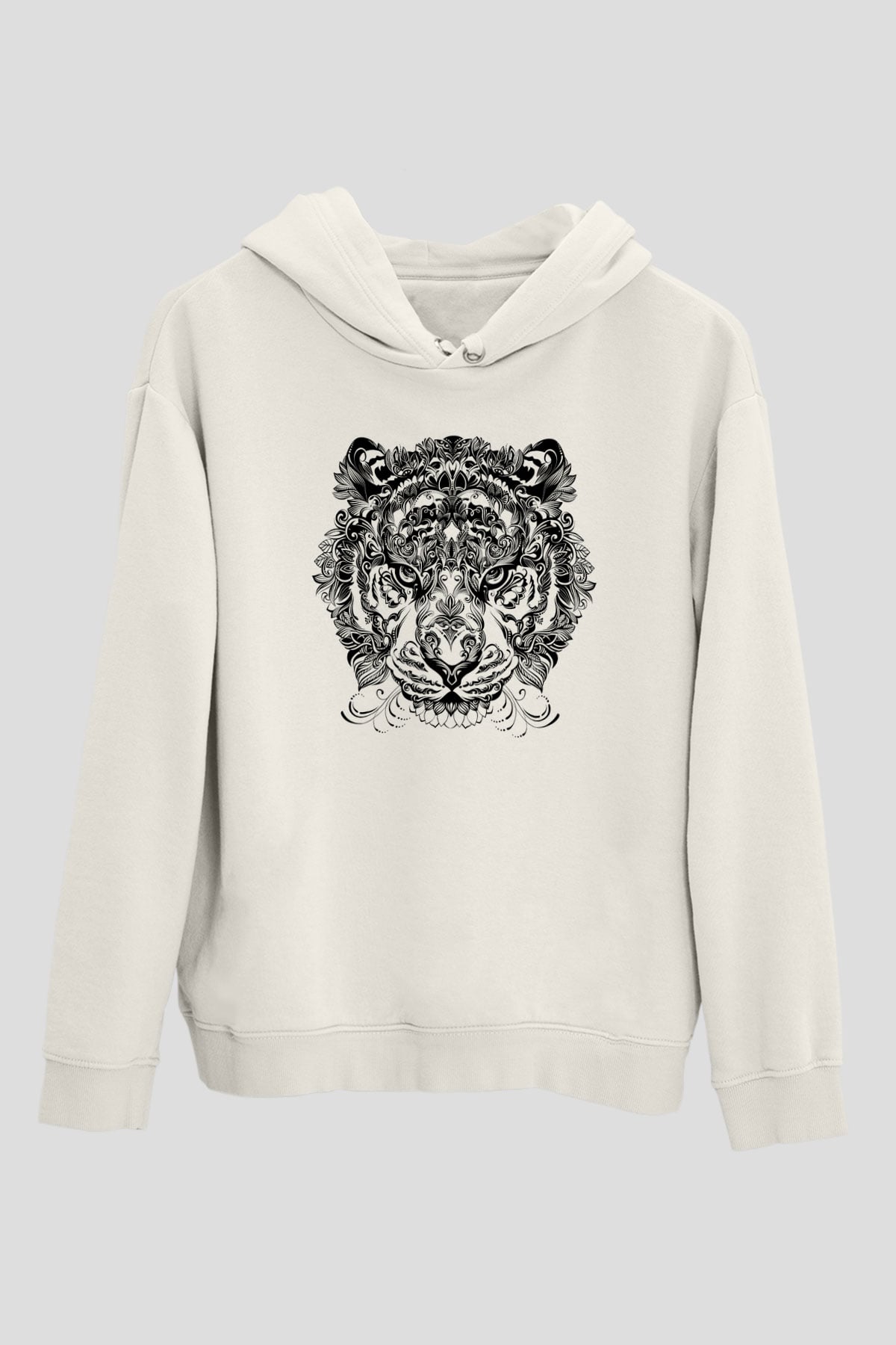 Kaplan Beyaz Unisex Kapşonlu Sweatshirt