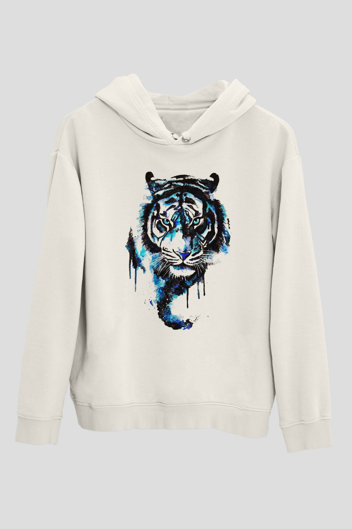 Kaplan Beyaz Unisex Kapşonlu Sweatshirt