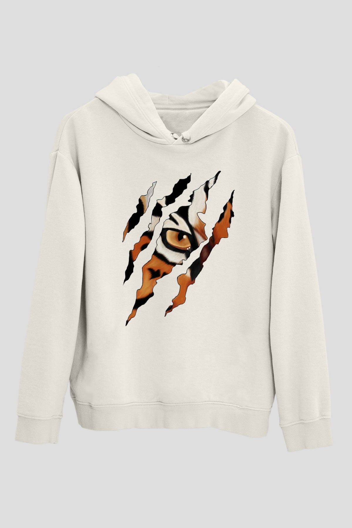 Kaplan Beyaz Unisex Kapşonlu Sweatshirt