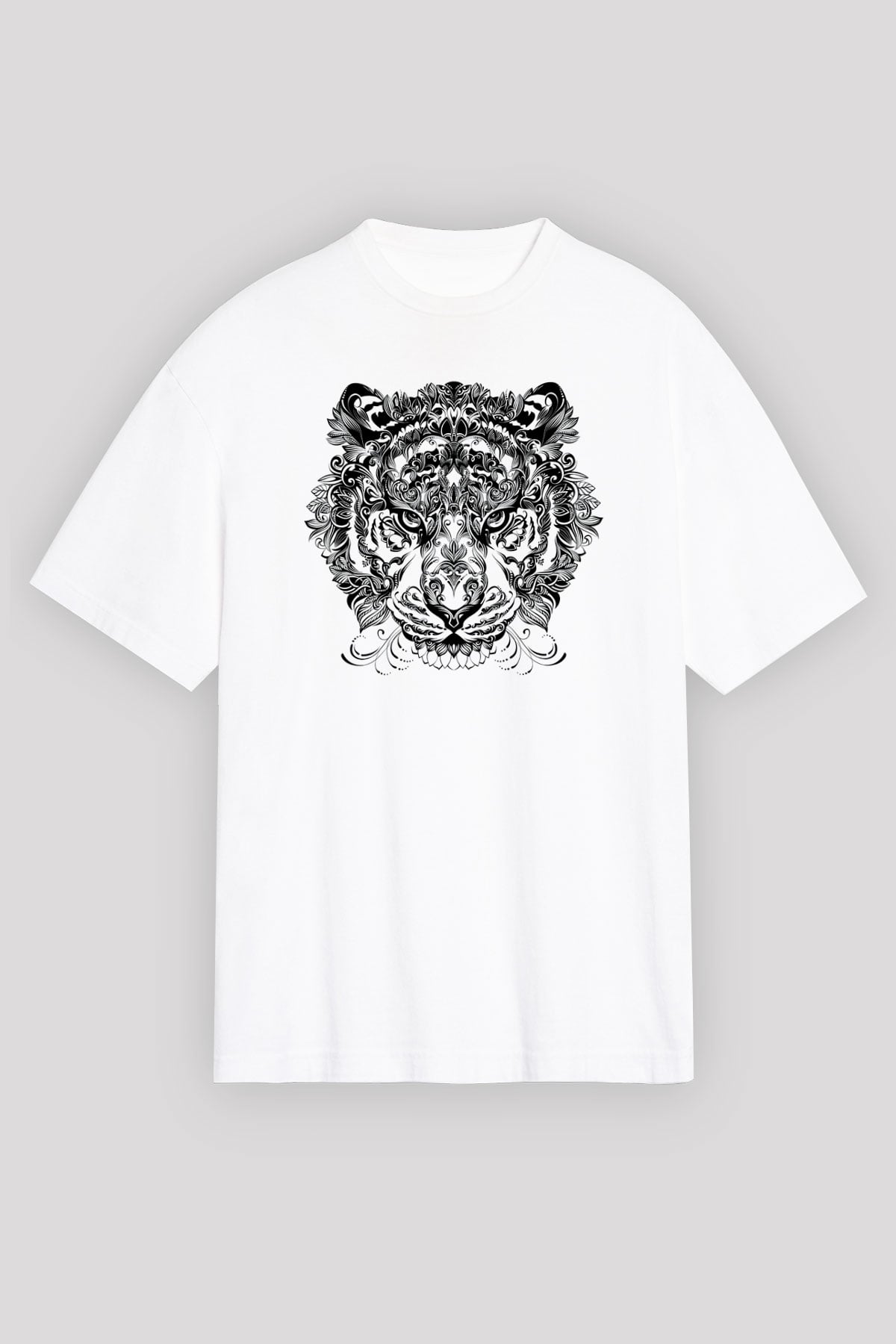 Kaplan Beyaz Unisex Oversize Tişört T-Shirt