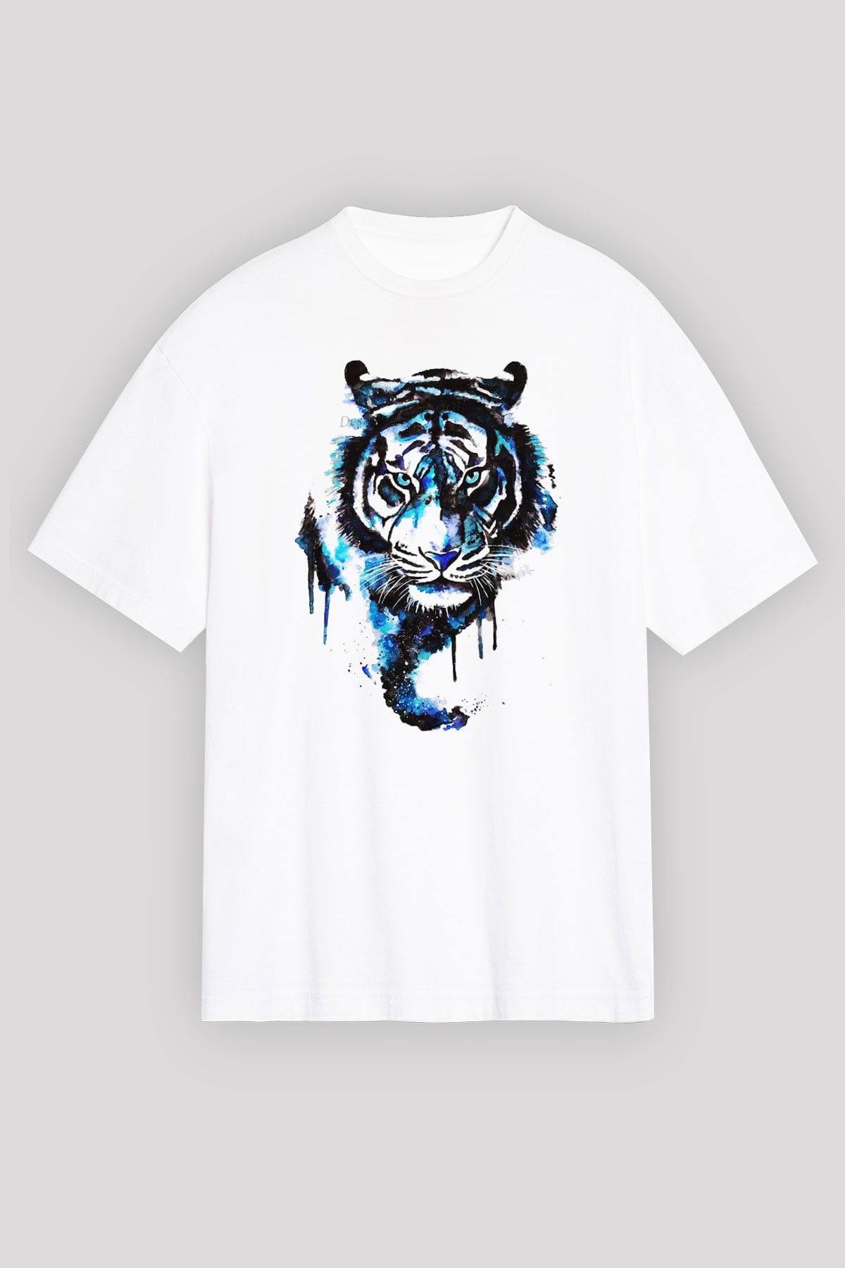 Kaplan Beyaz Unisex Oversize Tişört T-Shirt