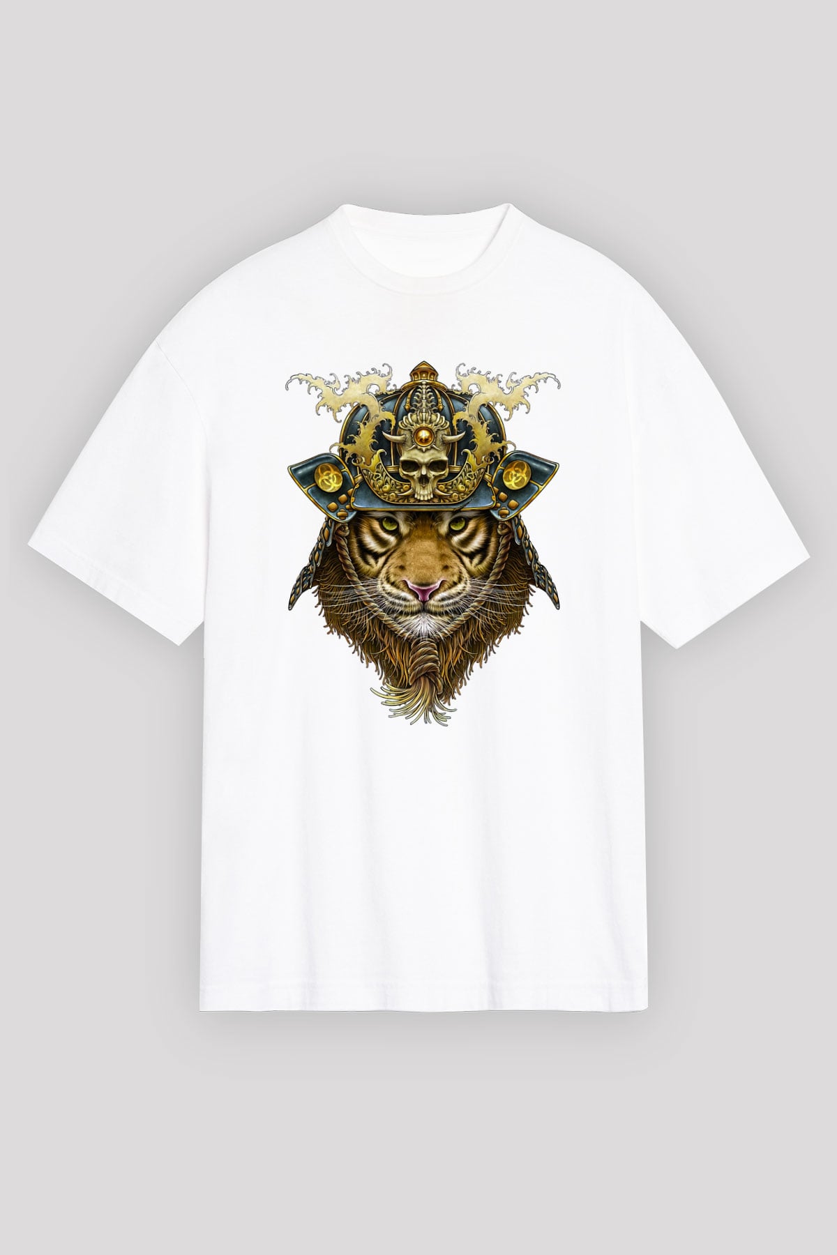 Kaplan Beyaz Unisex Oversize Tişört T-Shirt