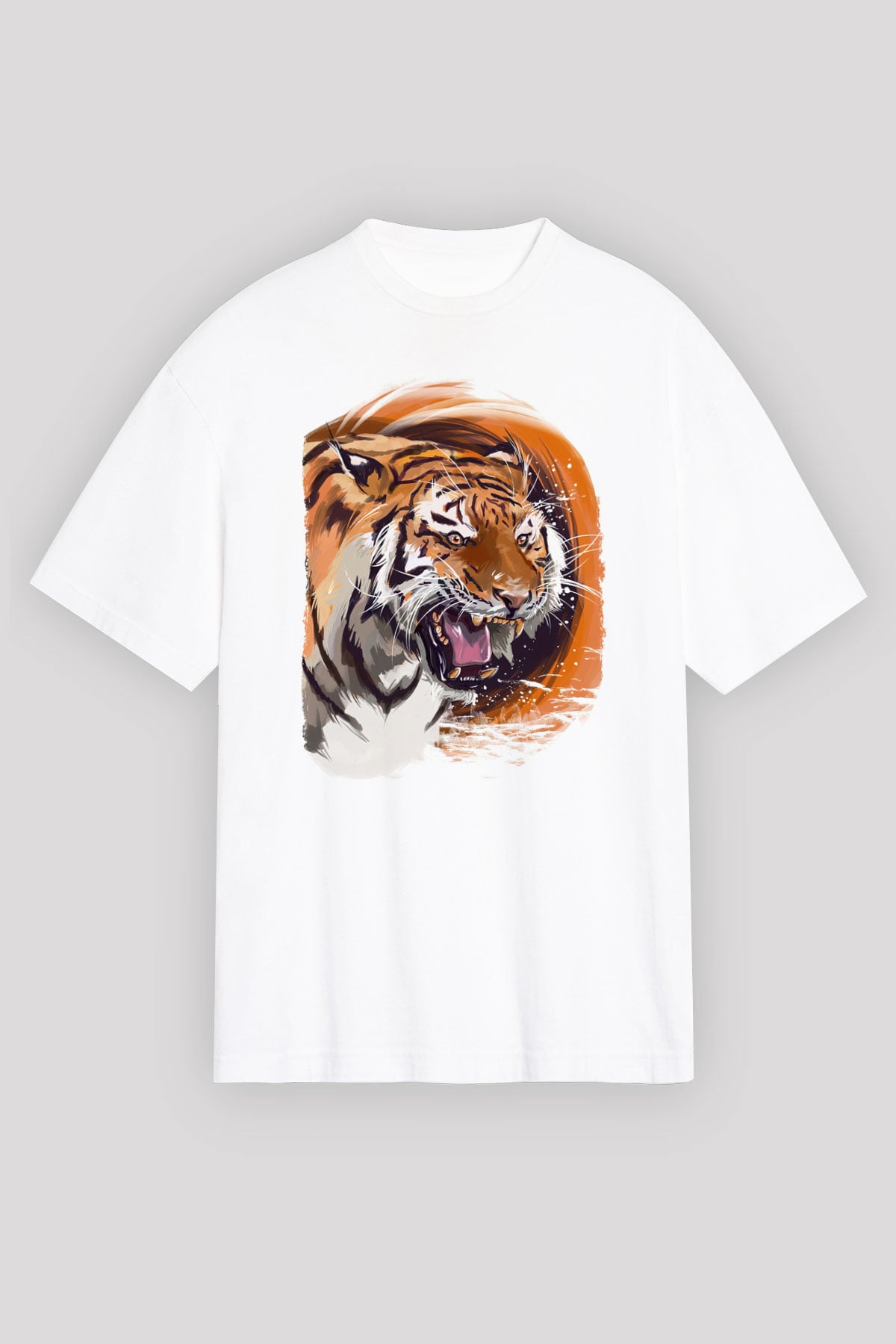 Kaplan Beyaz Unisex Tişört T-Shirt - TişörtFabrikası