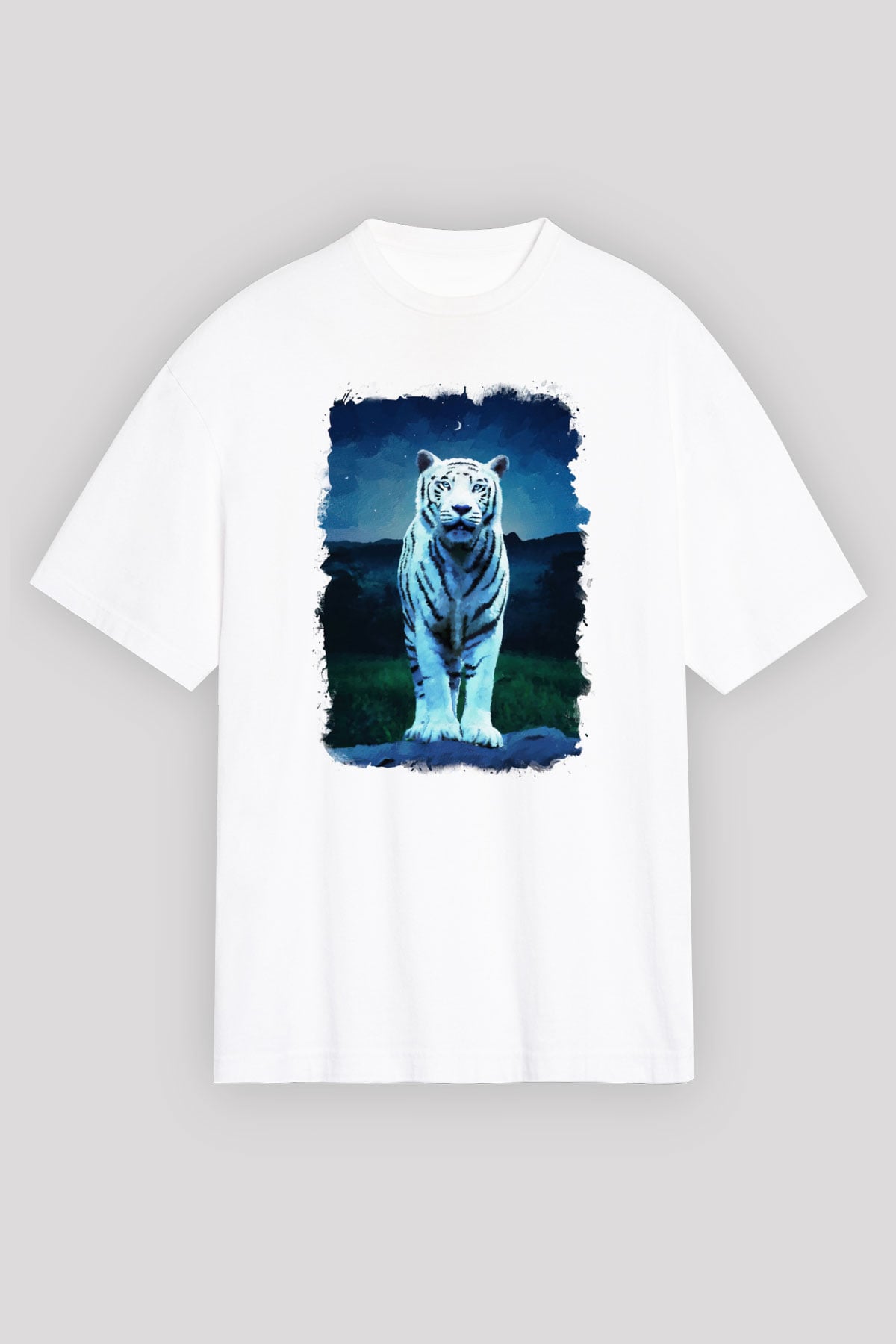 Kaplan Beyaz Unisex Tişört T-Shirt - TişörtFabrikası