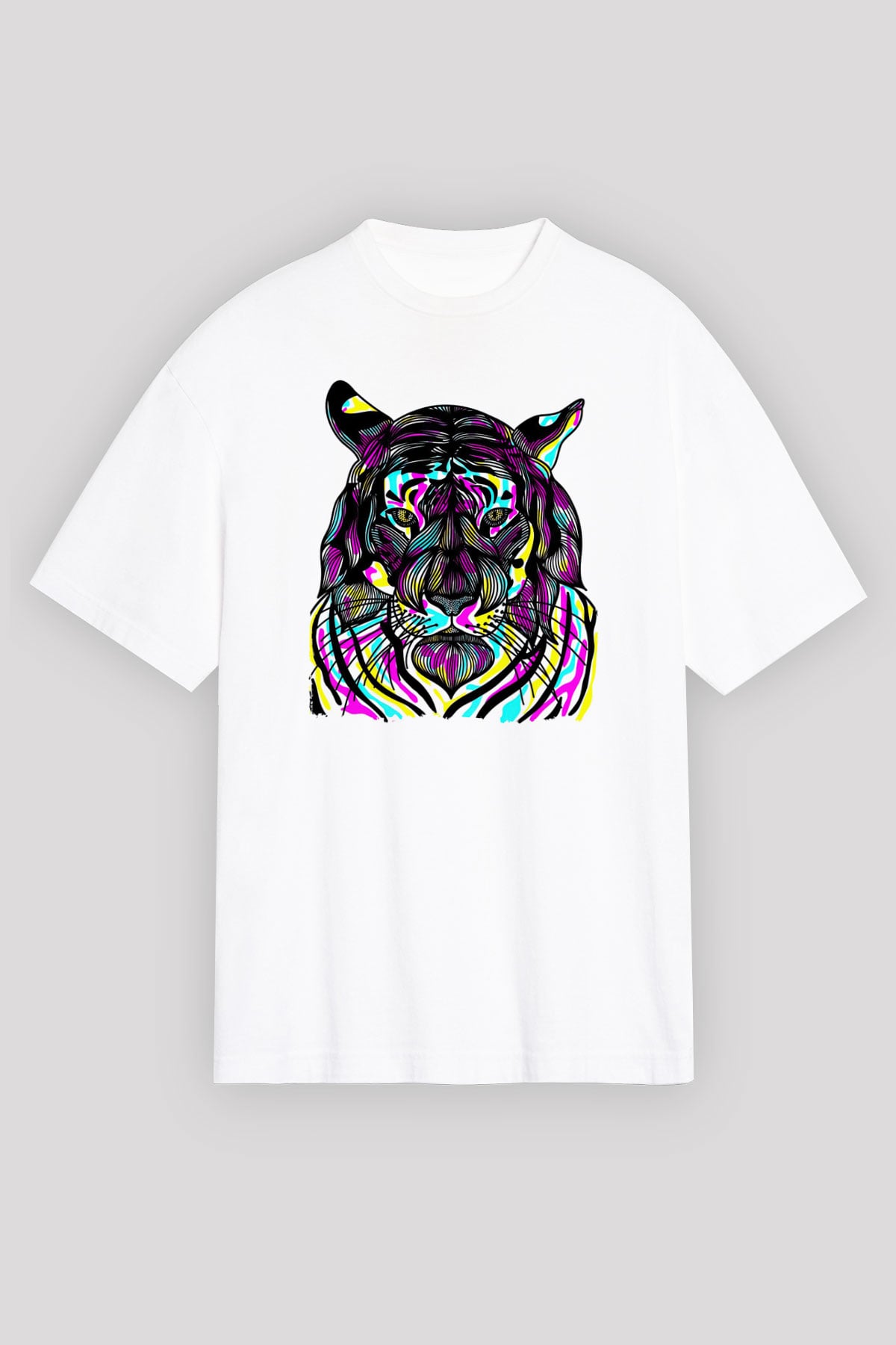 Kaplan Beyaz Unisex Tişört T-Shirt - TişörtFabrikası