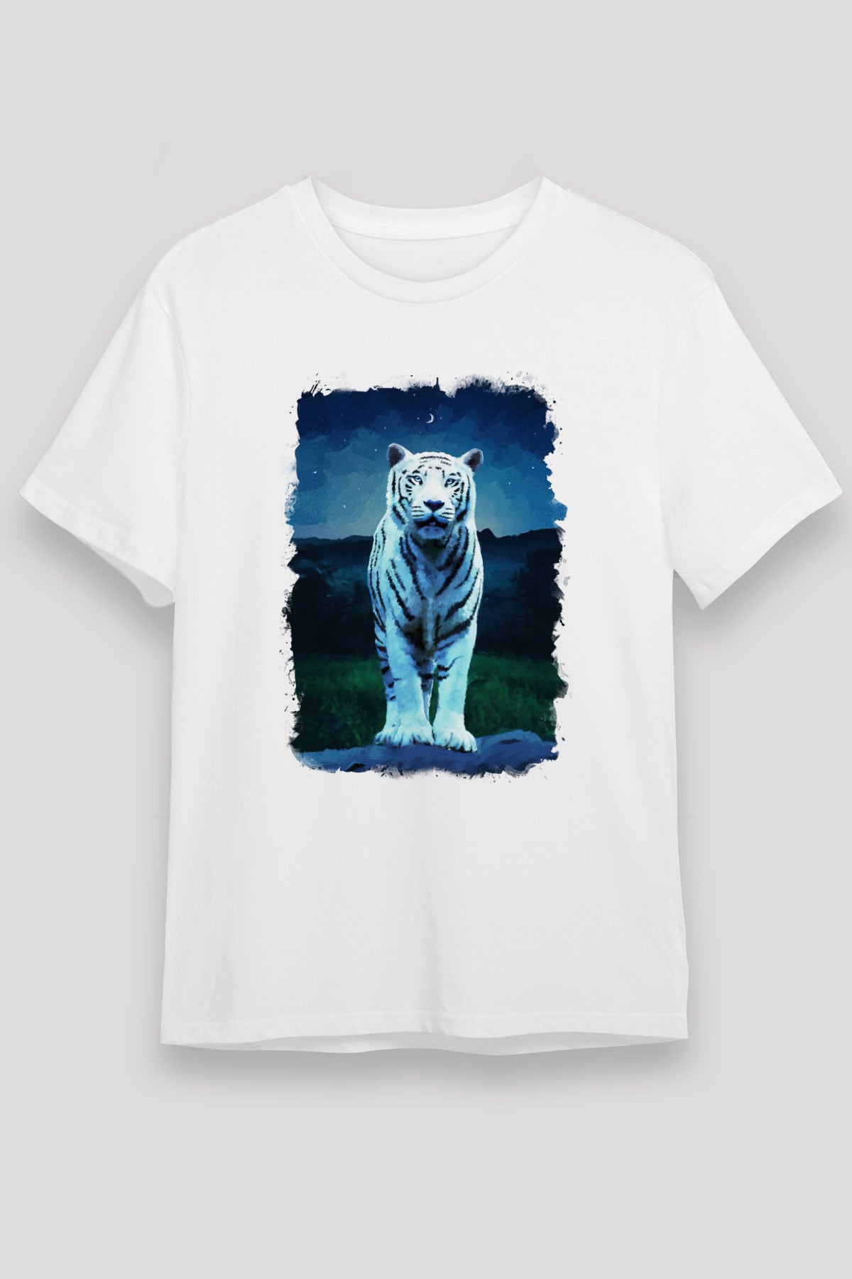 Kaplan Beyaz Unisex Tişört T-Shirt - TişörtFabrikası