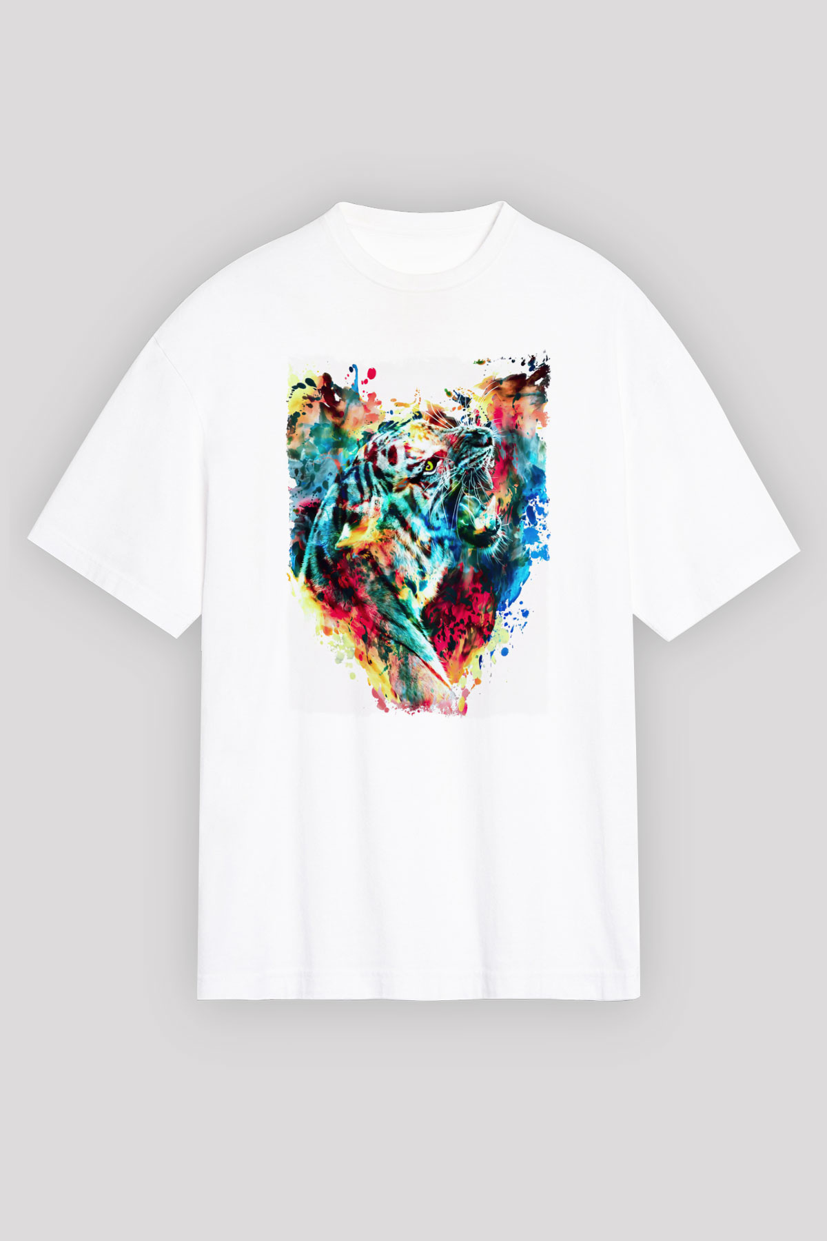 Kaplan Beyaz Unisex Tişört T-Shirt - TişörtFabrikası