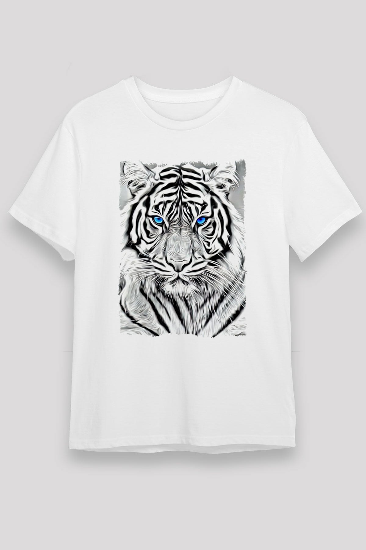 Kaplan Beyaz Unisex Tişört T-Shirt - TişörtFabrikası