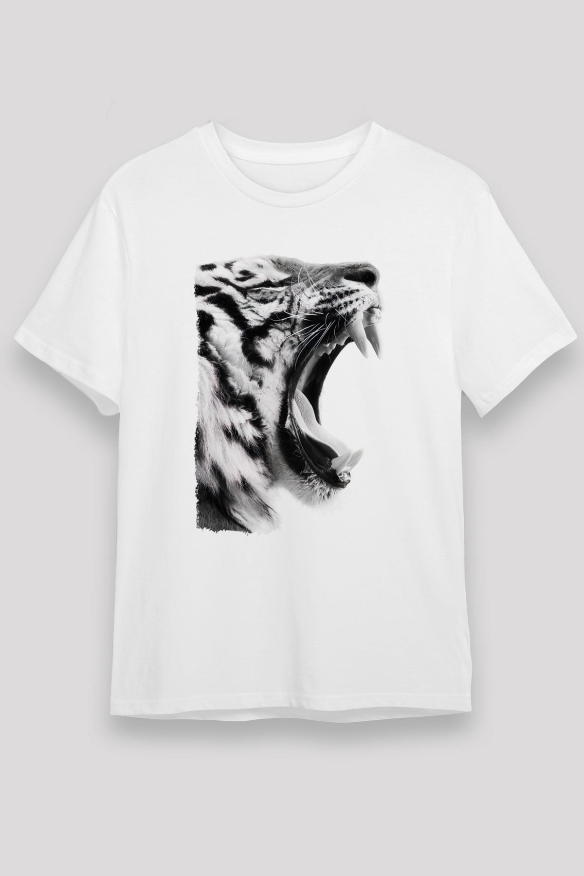 Kaplan Beyaz Unisex Tişört T-Shirt - TişörtFabrikası
