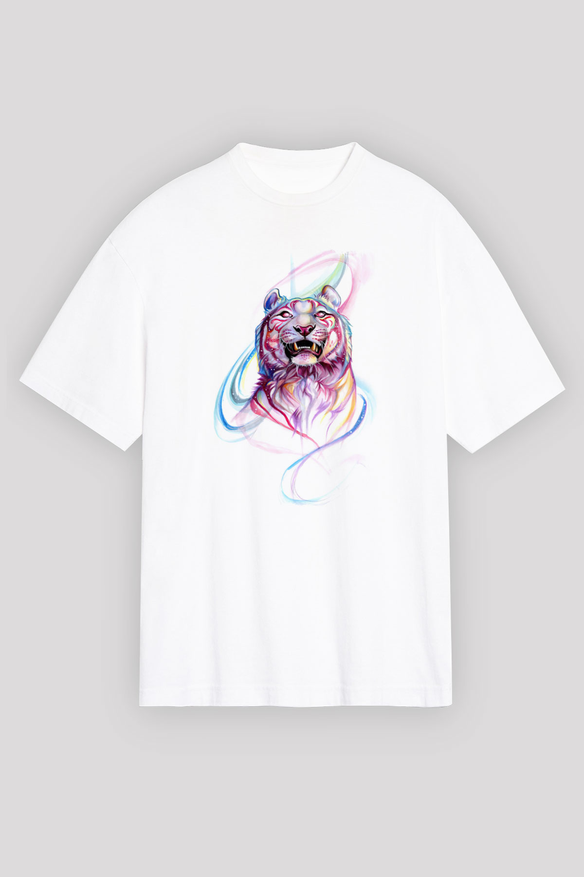 Kaplan Beyaz Unisex Tişört T-Shirt - TişörtFabrikası