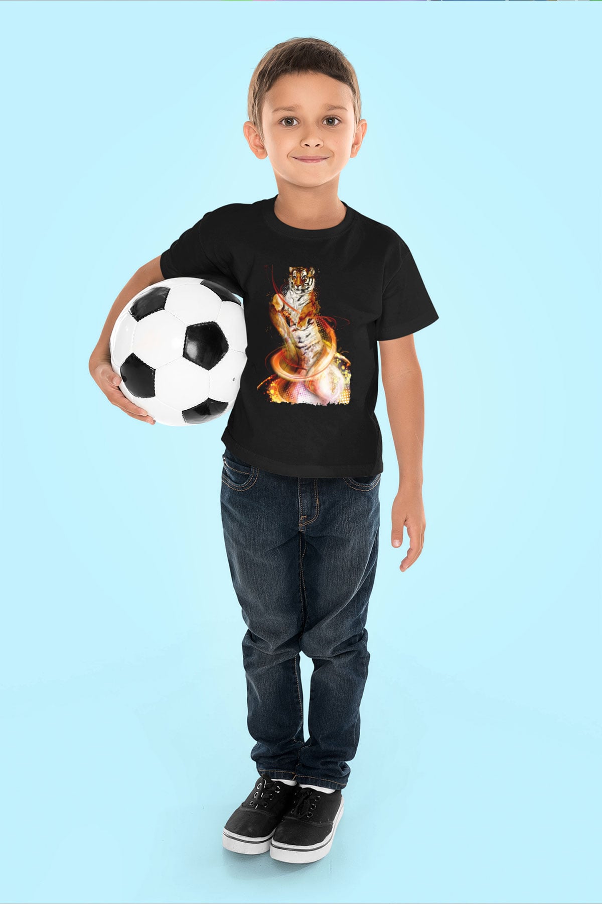 Kaplan Siyah Unisex Çocuk Tişört